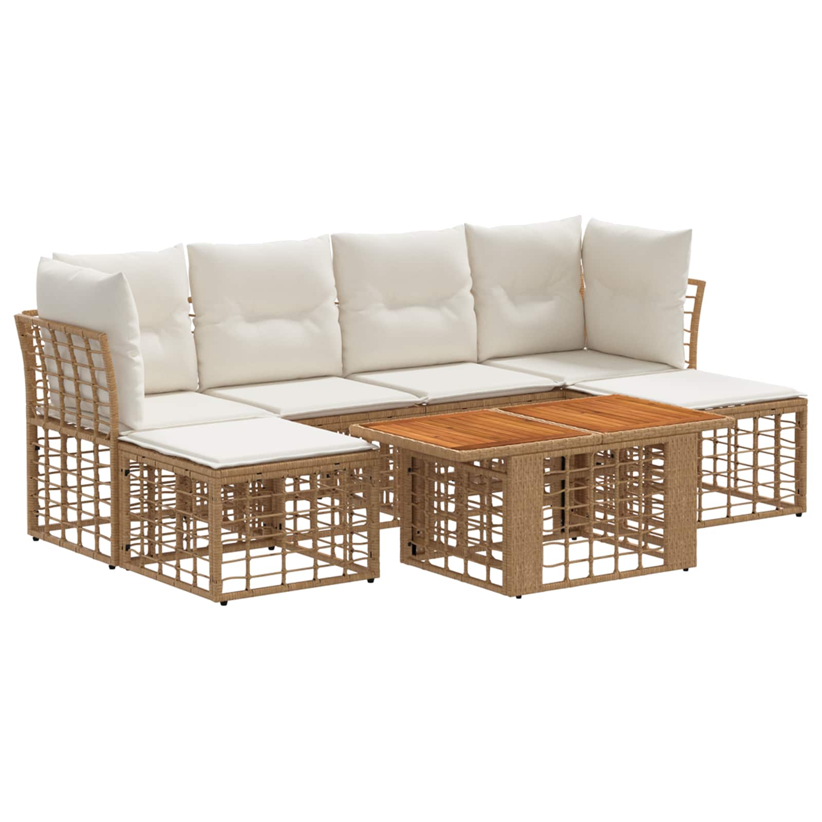 Gartensofa-set 7 Stk. Natürlich Und Cremweiß 100 X 55 X 73 Cm Vidaxl
