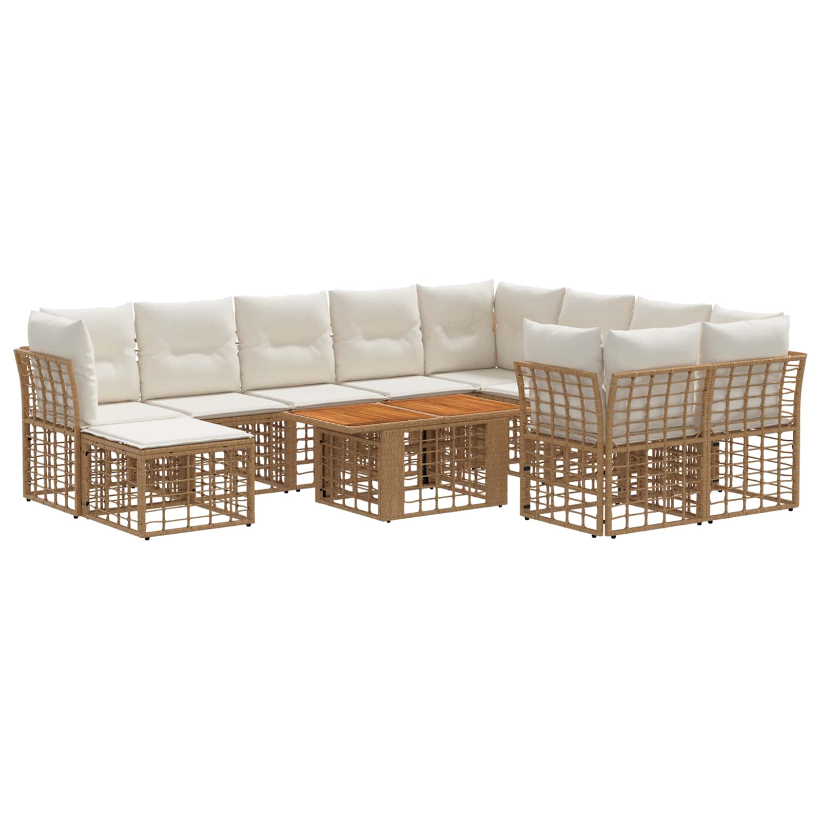 Gartensofa-set 11 Stk. Natürlich Und Cremweiß 100 X 55 X 73 Cm Vidaxl