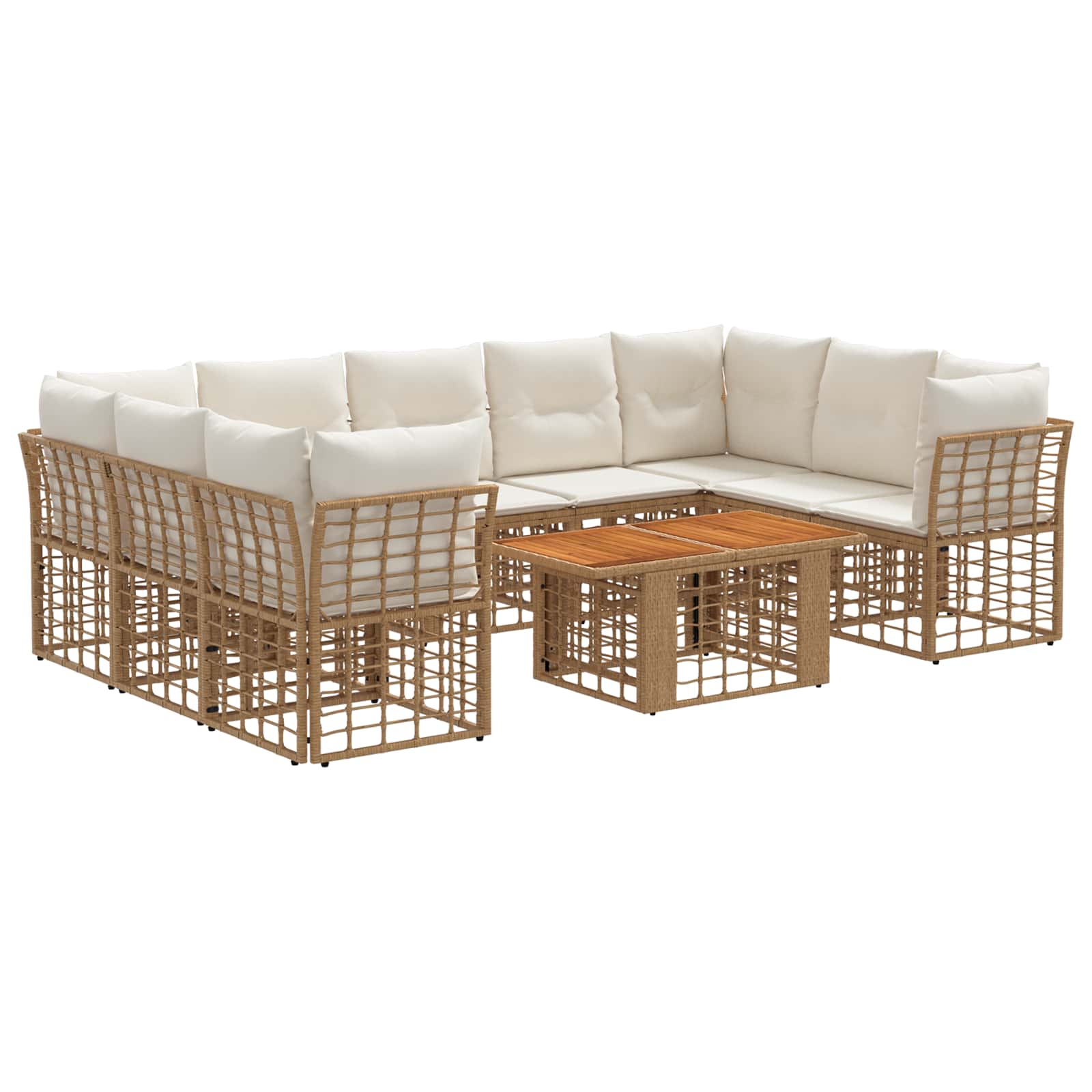 Gartensofa-set 10 Stk. Natürlich Und Cremweiß 100 X 55 X 73 Cm Vidaxl
