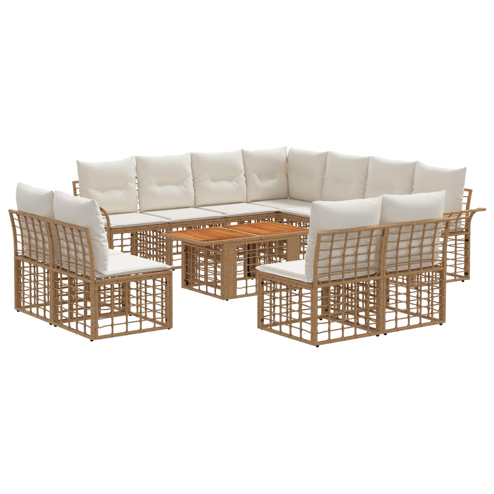 Gartensofa-set 12 Stk. Natürlich Und Cremweiß 100 X 55 X 73 Cm Vidaxl