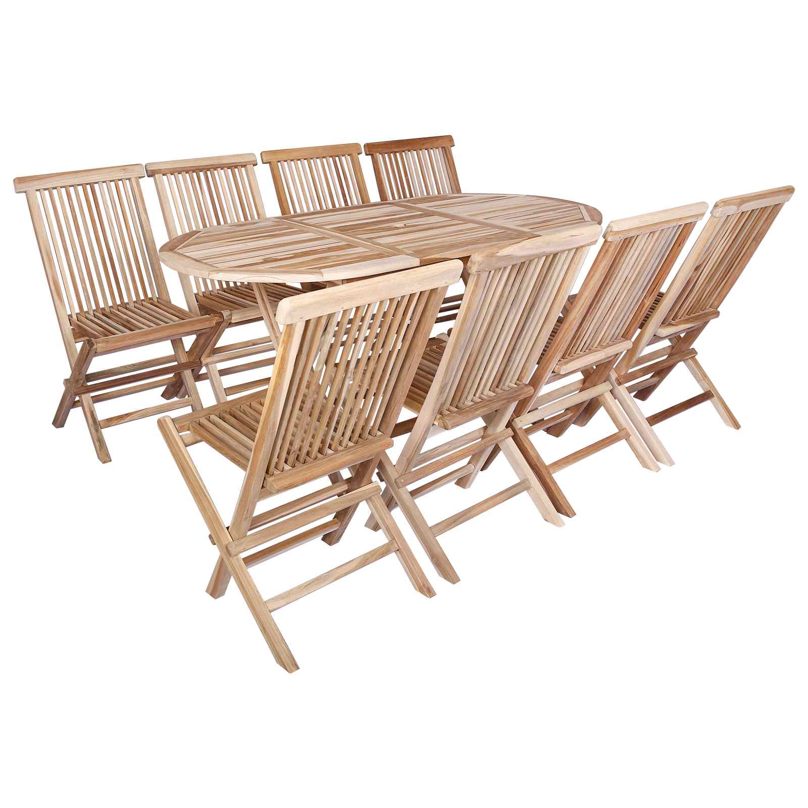 Gartenmöbel Set 9 Stk. Natur 160 X 80 X 76 Cm Massivholz Teak Vidaxl