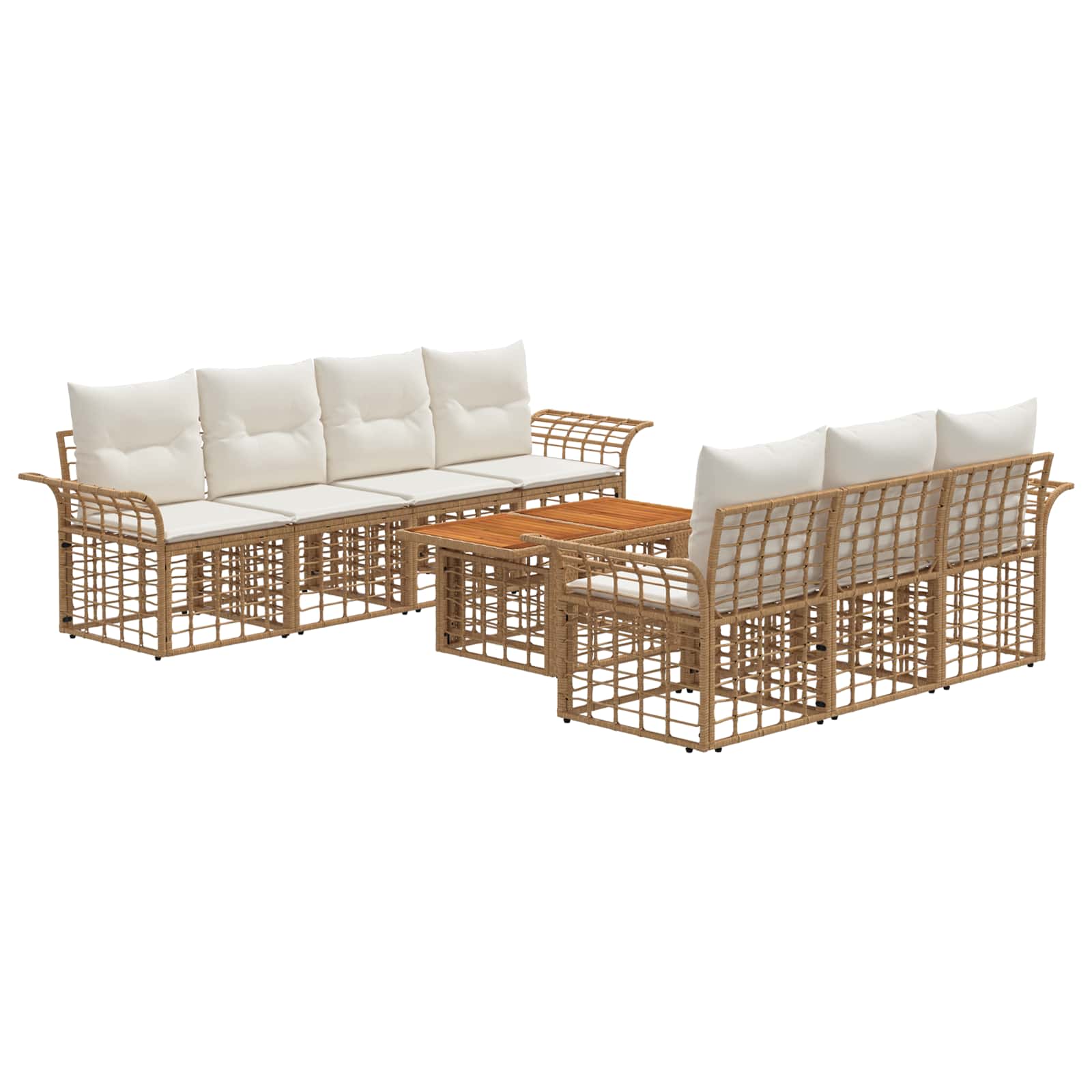 Gartensofa-set 8 Stk. Natürlich Und Cremweiß 100 X 55 X 73 Cm Vidaxl