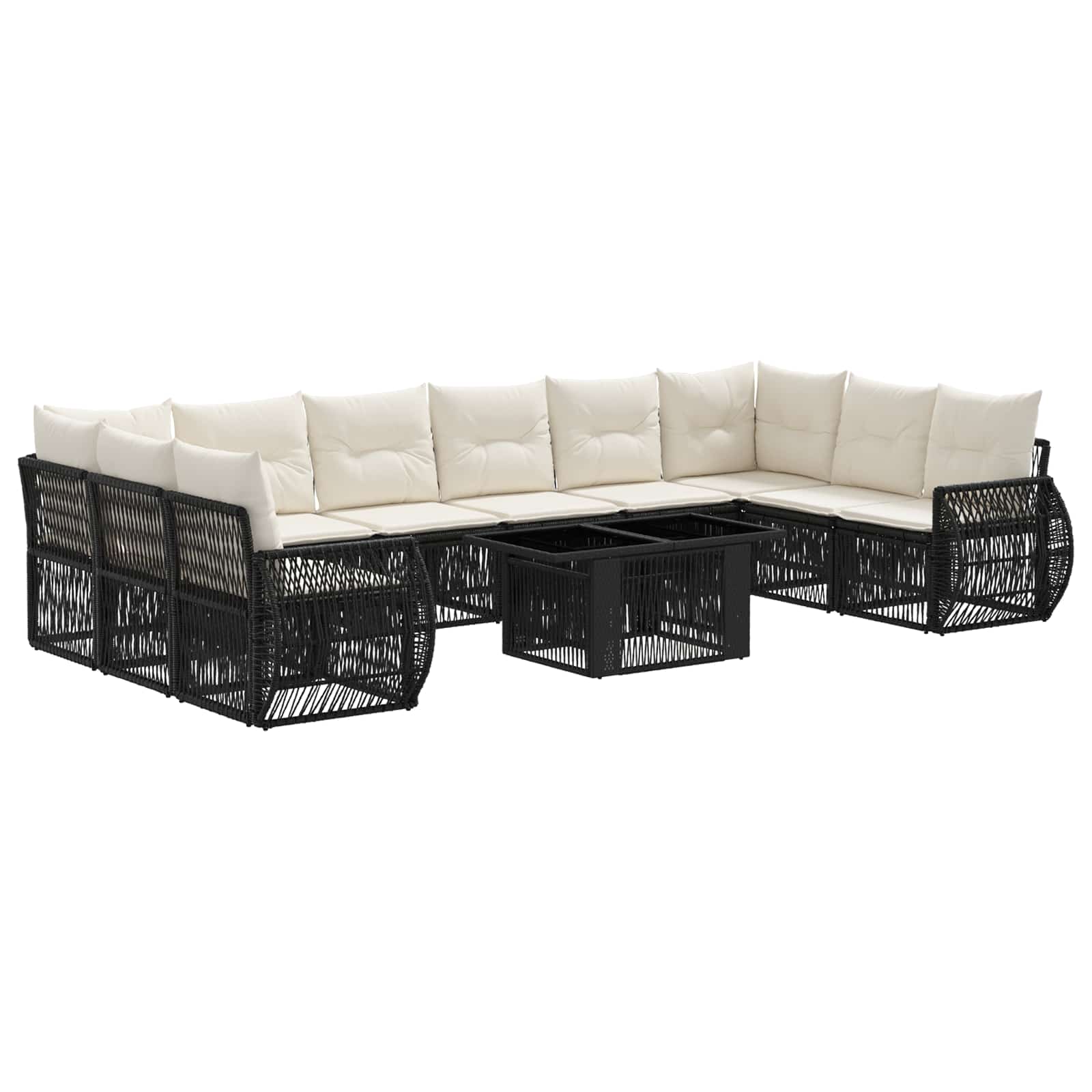 Gartensofa-set 11 Stk. Schwarz Und Cremeweiß 100 X 55 X 73 Cm Vidaxl