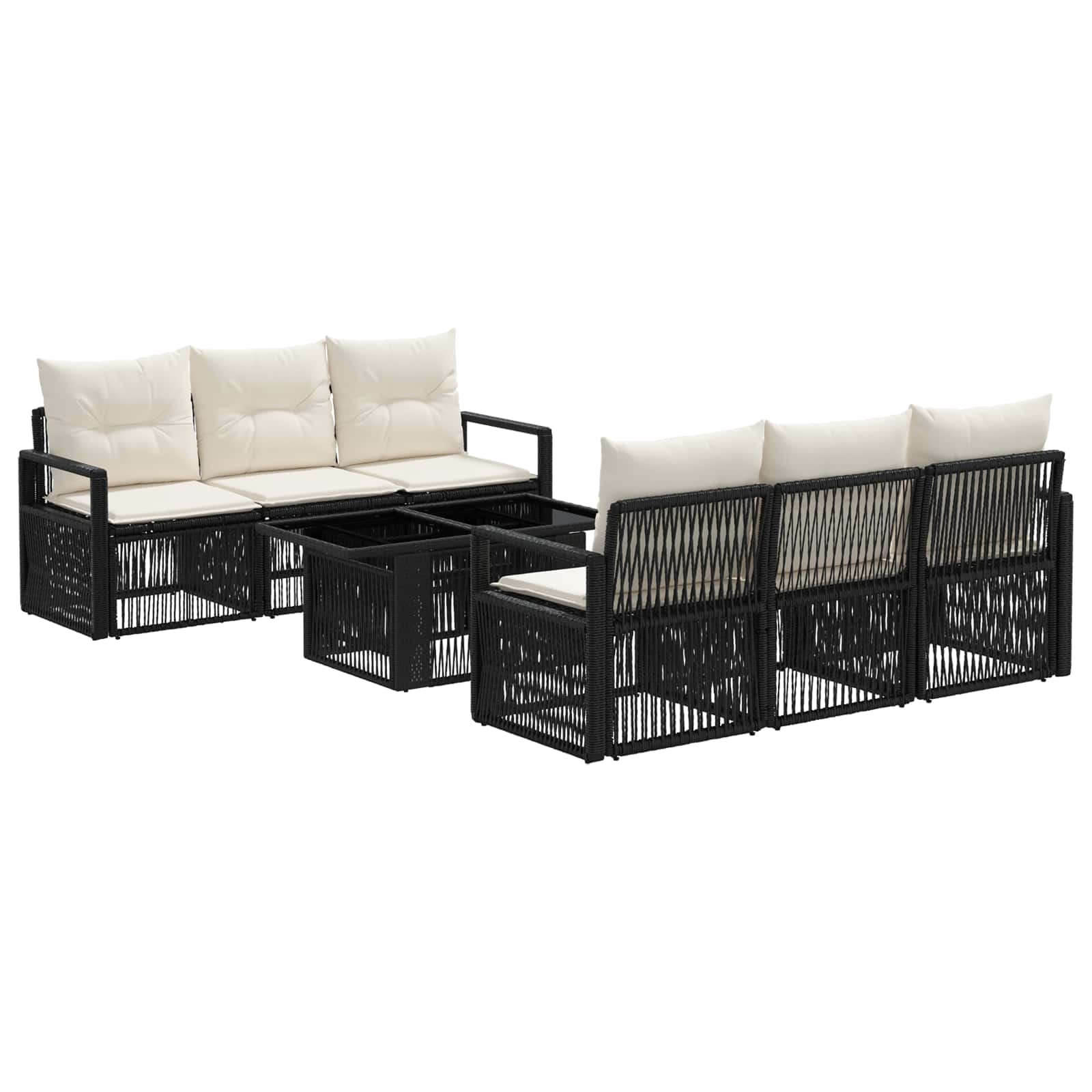 Gartensofa-set 7 Stk. Schwarz Und Cremeweiß 100 X 55 X 73 Cm Vidaxl