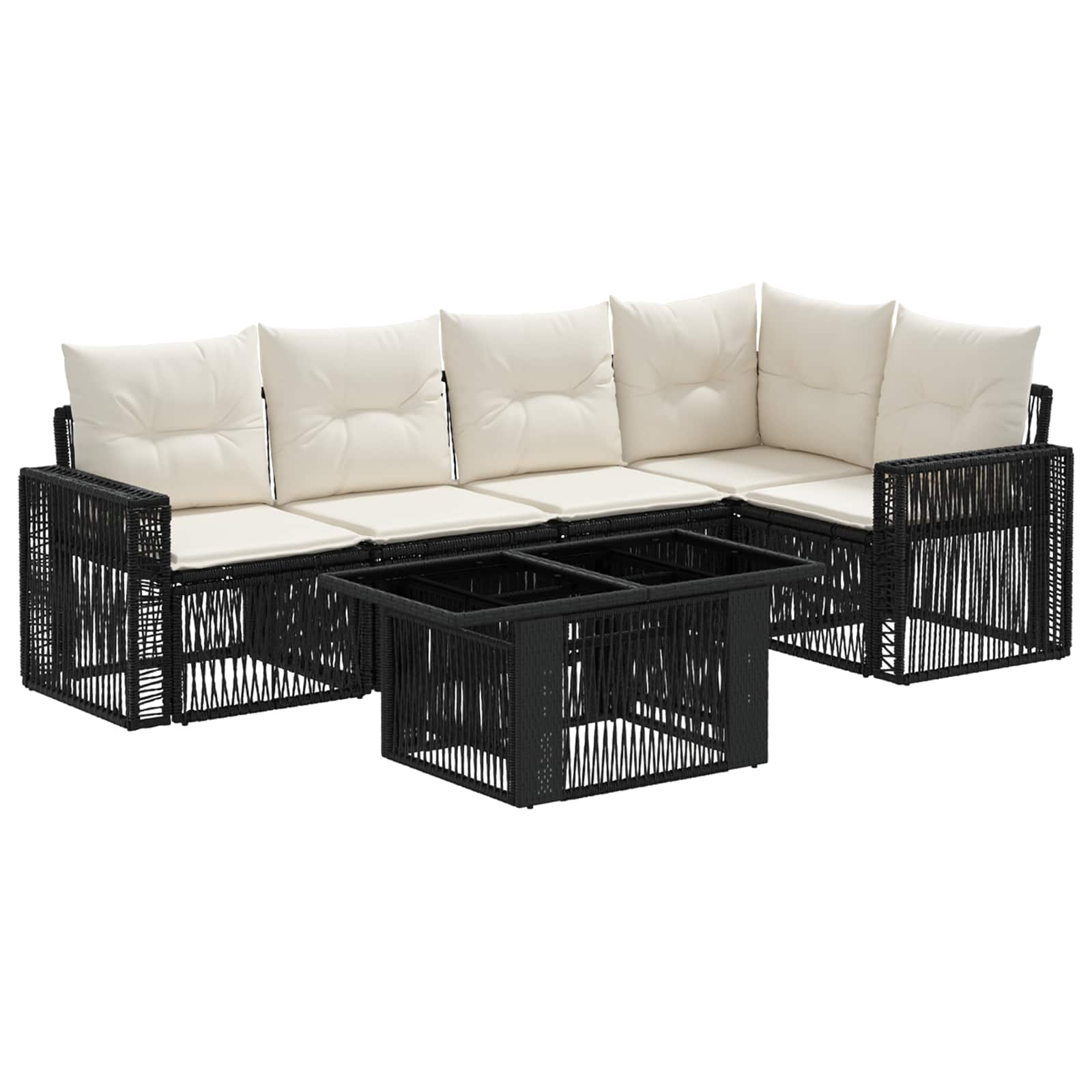 Gartensofa-set 6 Stk. Schwarz Und Cremeweiß 100 X 55 X 73 Cm Vidaxl