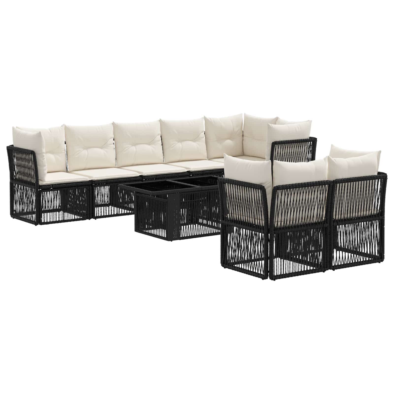 Gartensofa-set 8 Stk. Schwarz 100 X 55 X 73 Cm Poly-rattan Vidaxl
