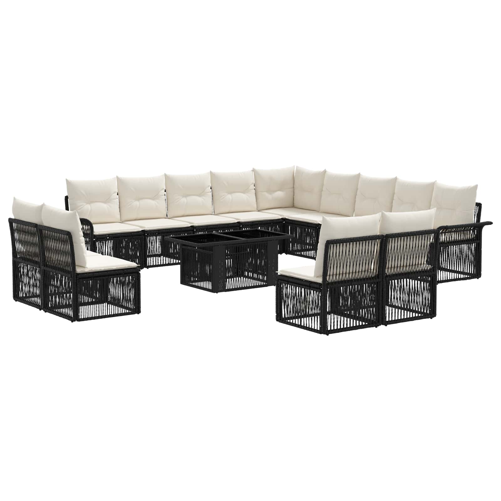 Gartensofa-set 14 Stk. Schwarz Und Cremeweiß 100 X 55 X 73 Cm Vidaxl