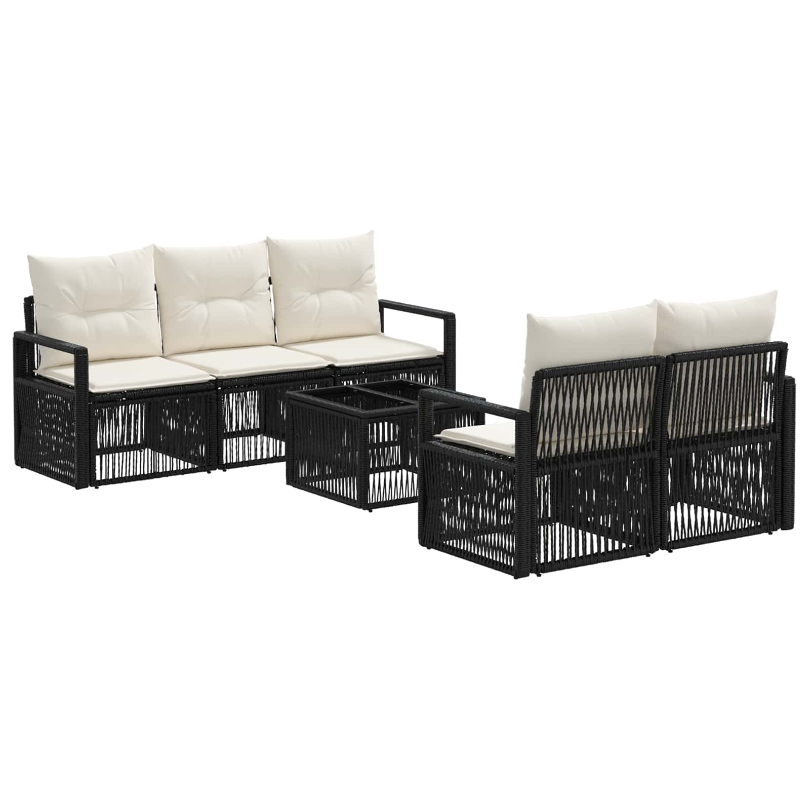Gartensofa-set 6 Stk. Schwarz 55 X 55 X 37 Cm Poly-rattan Vidaxl