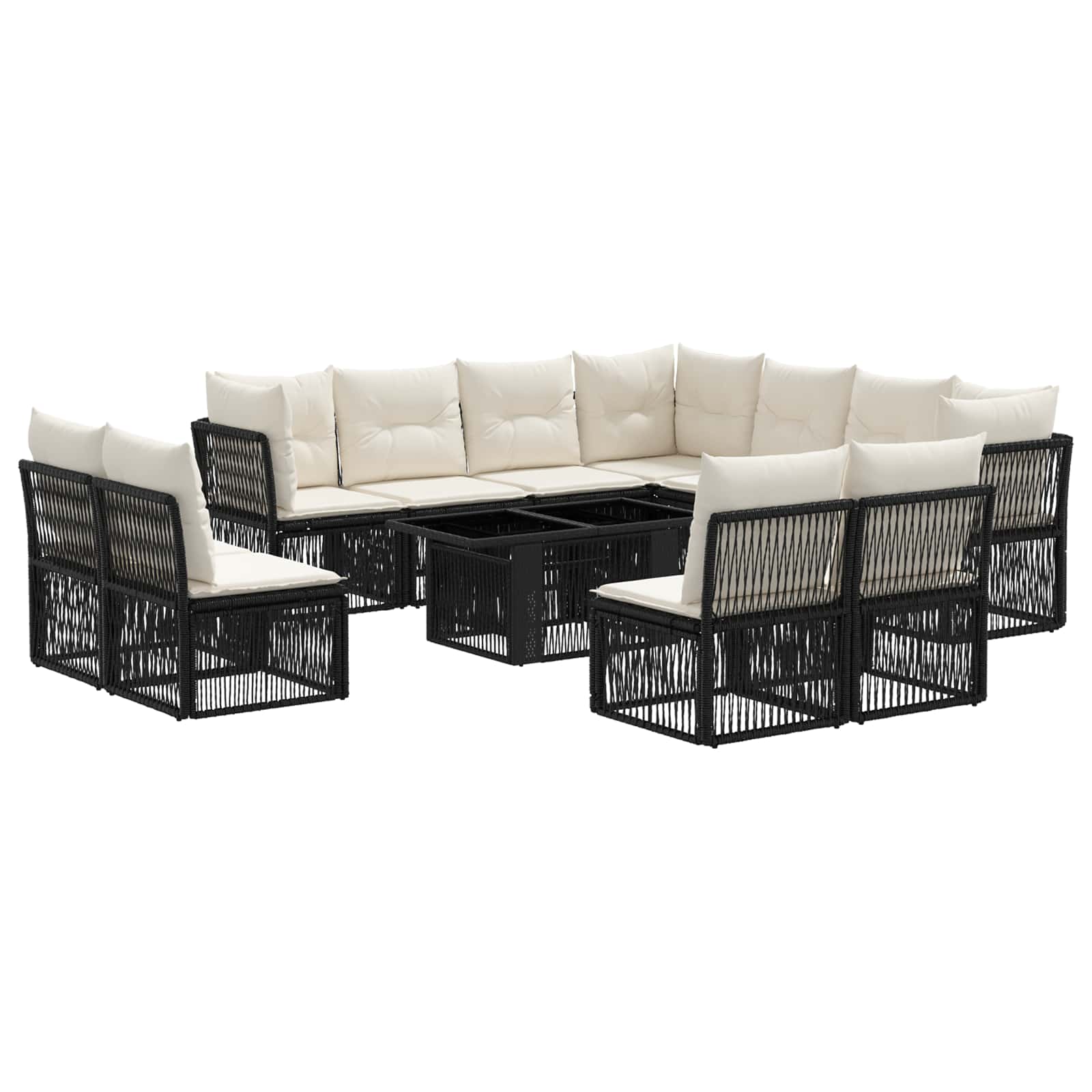 Gartensofa-set 12 Stk. Schwarz 100 X 55 X 73 Cm Poly-rattan Vidaxl