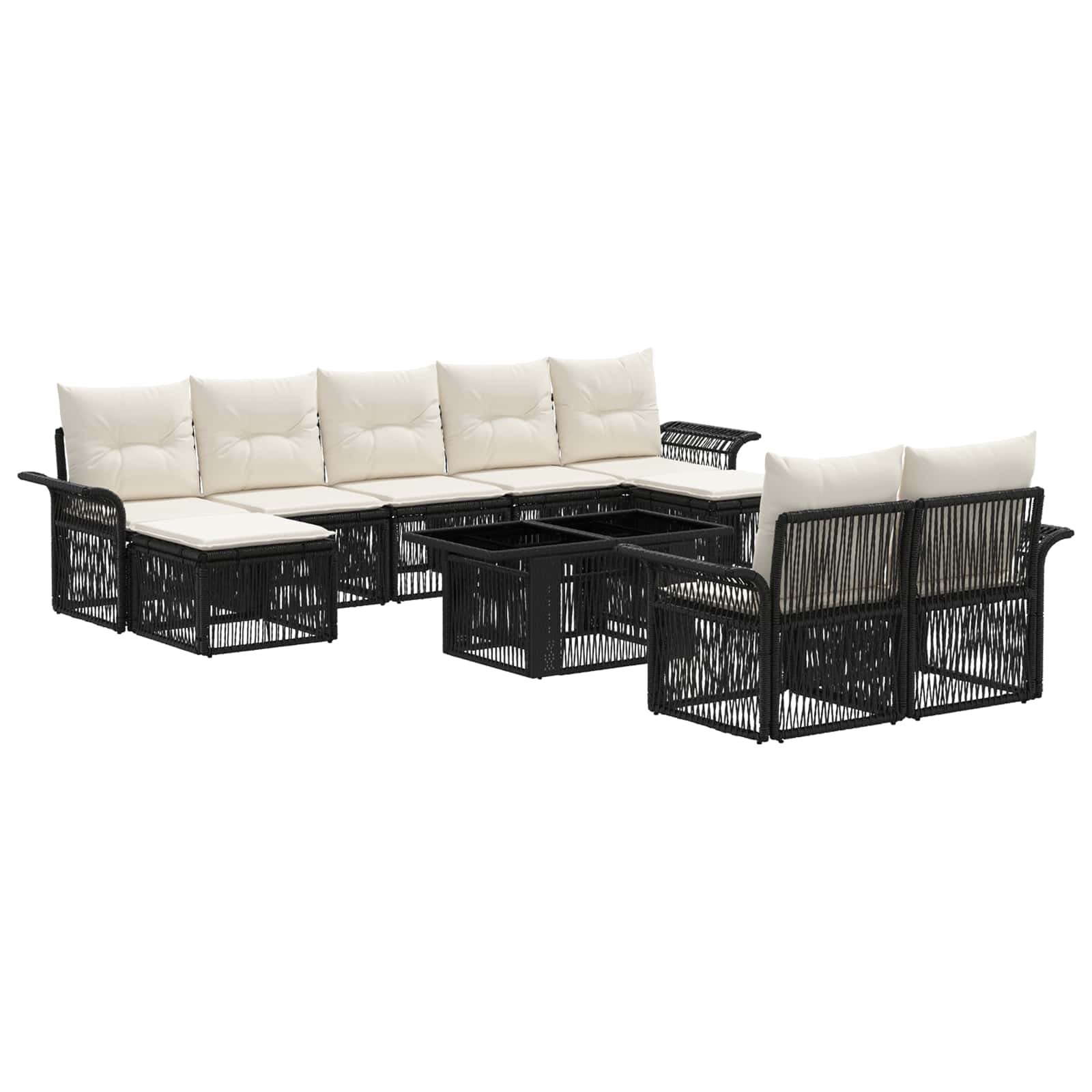 Gartensofa-set 10 Stk. Schwarz Und Cremeweiß 100 X 55 X 73 Cm Vidaxl