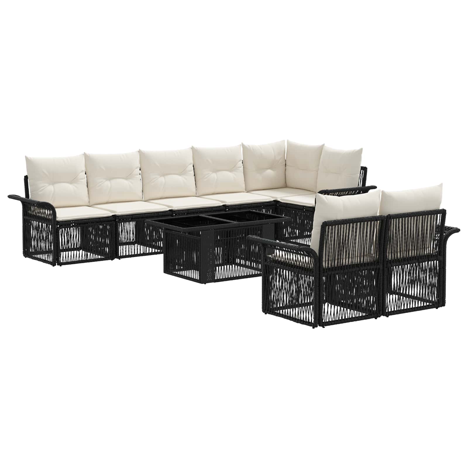 Gartensofa-set 9 Stk. Schwarz Und Cremeweiß 100 X 55 X 73 Cm Vidaxl