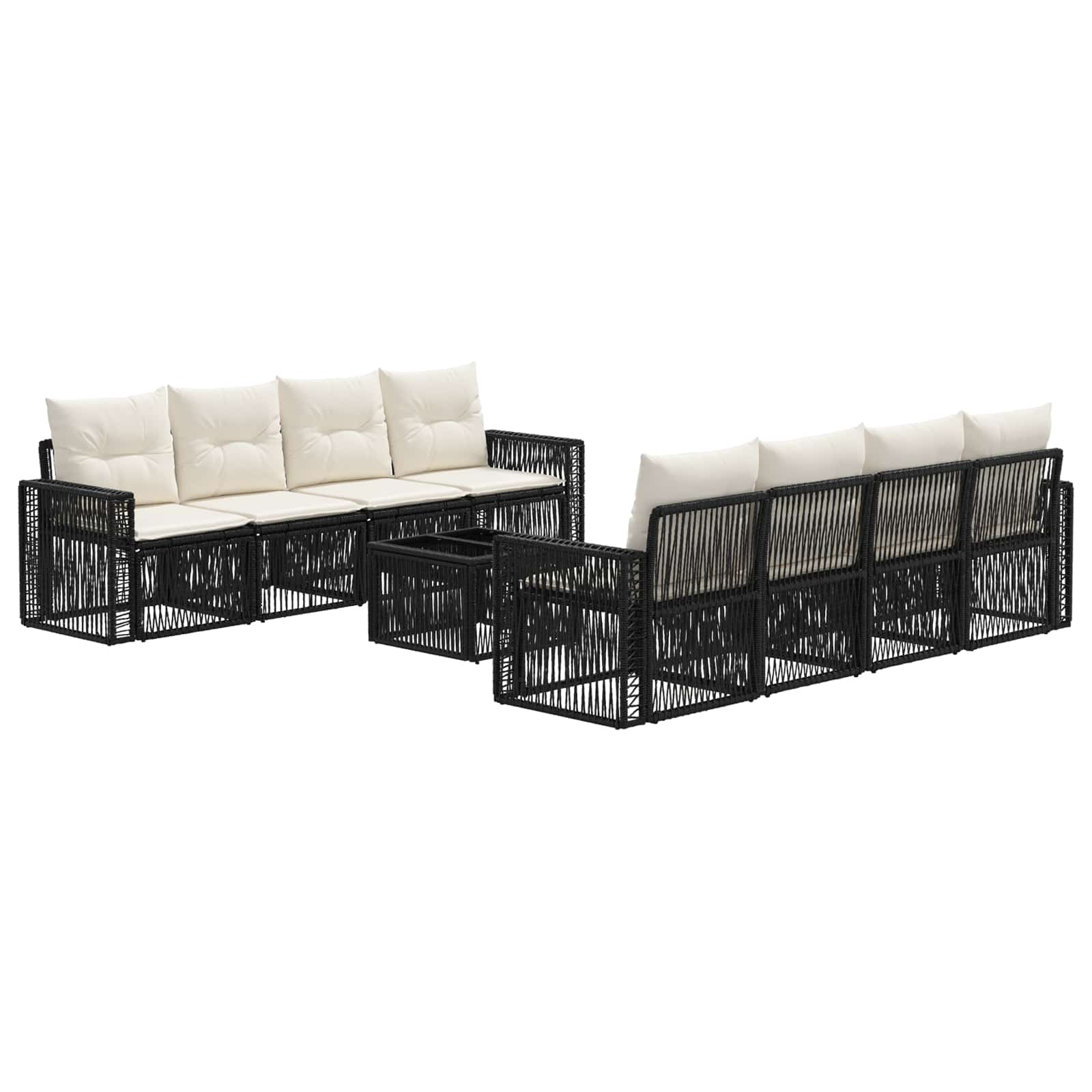 Gartensofa-set 9 Stk. Schwarz 55 X 55 X 37 Cm Poly-rattan Vidaxl