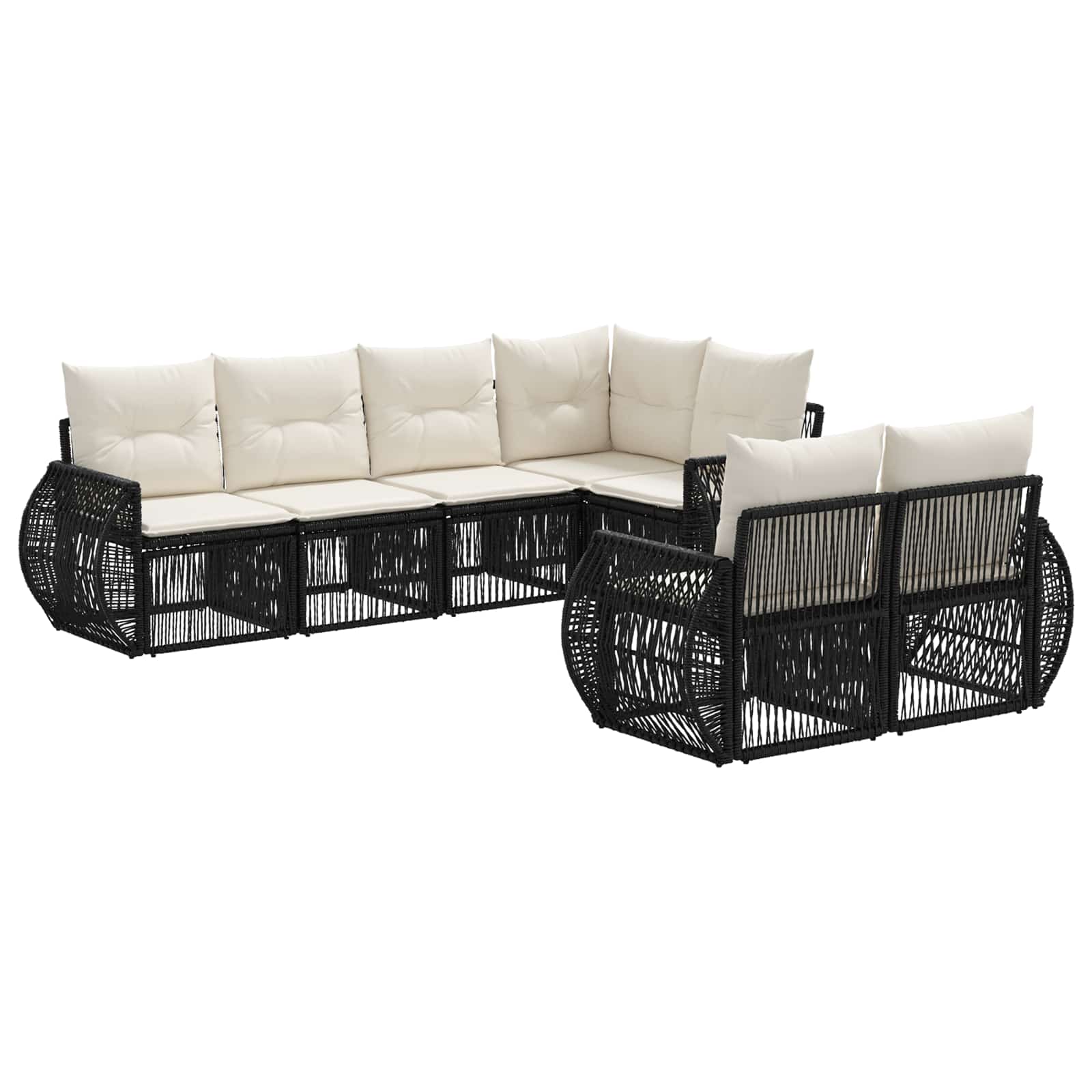 Gartensofa-set 7 Stk. 7-sitzer Schwarz Und Cremeweiß Vidaxl