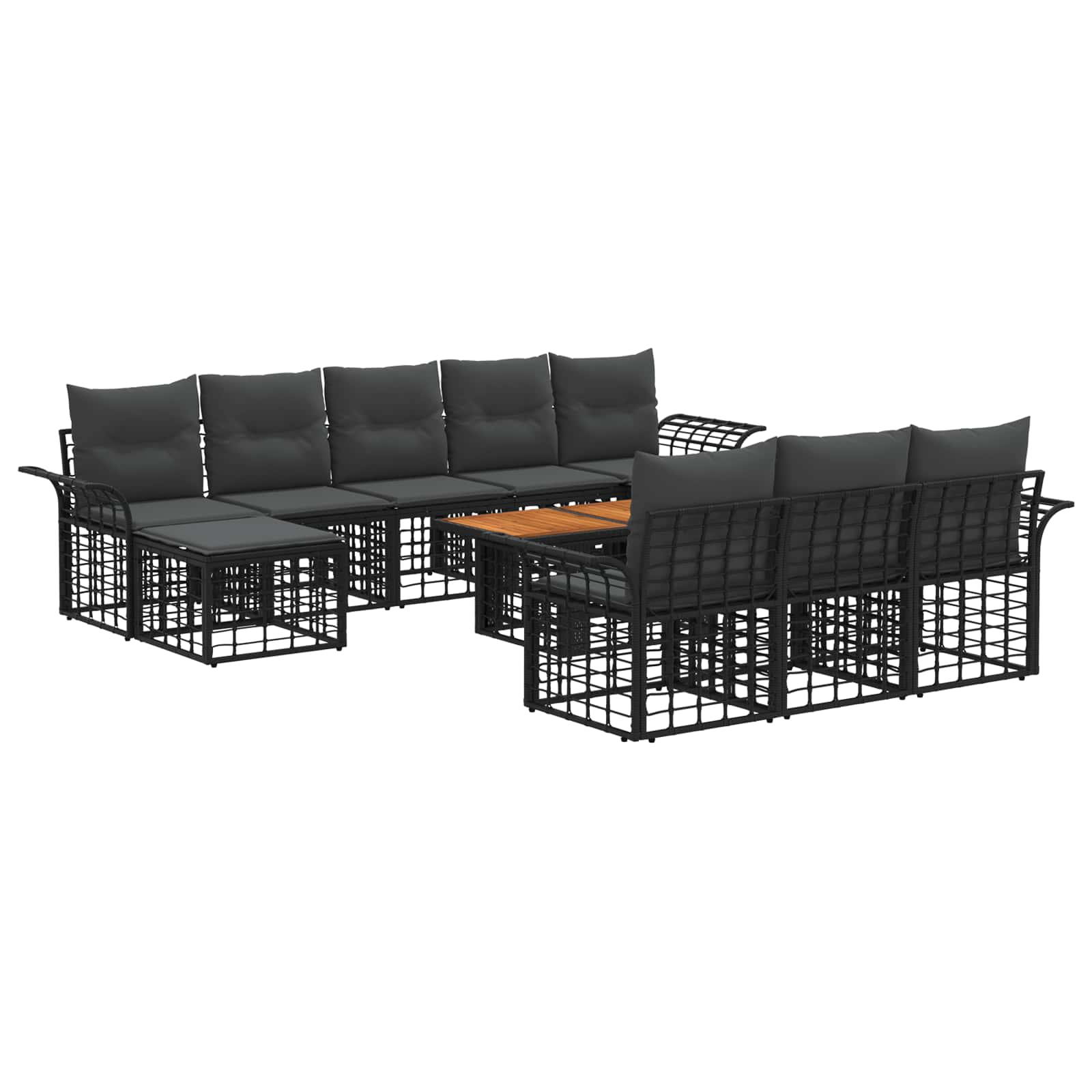 Gartensofa-set 11 Stk. Schwarz Und Dunkelgrau 100 X 55 X 73 Cm Vidaxl