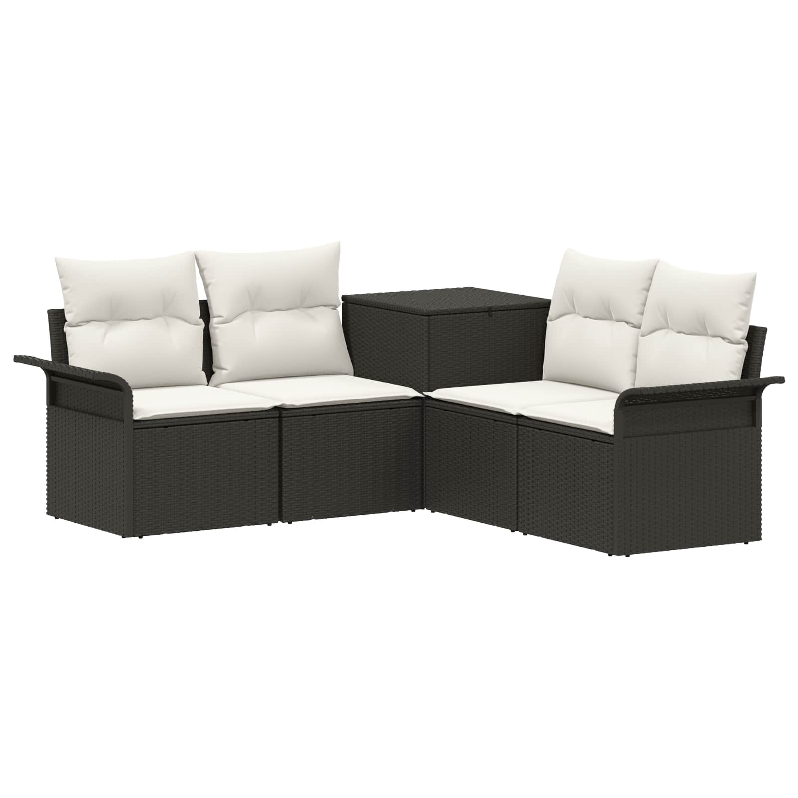 Vidaxl Sofa Set 5 Pcs Black And Cream White 187.5 X 187.5 X 85 Cm