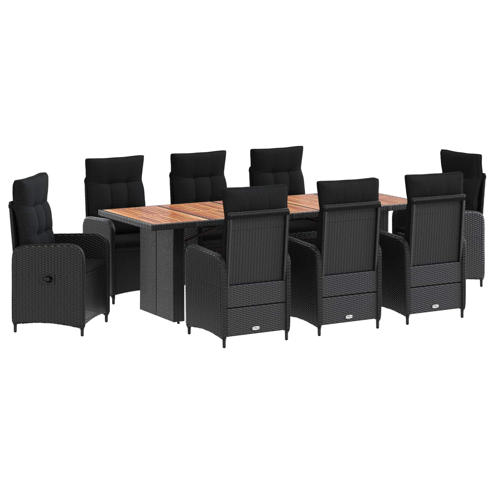 Outdoortisch-set 9 Stk. Schwarz 240 X 90 X 75 Cm Poly-rattan Vidaxl
