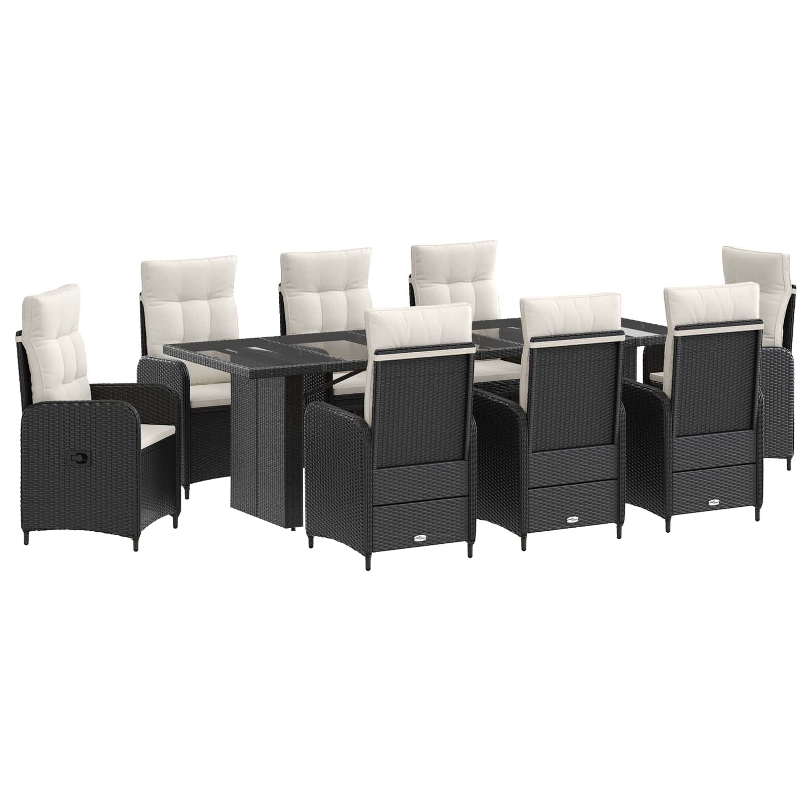Outdoortisch-set 9 Stk. Schwarz Und Cremeweiß 240 X 90 X 75 Cm Vidaxl