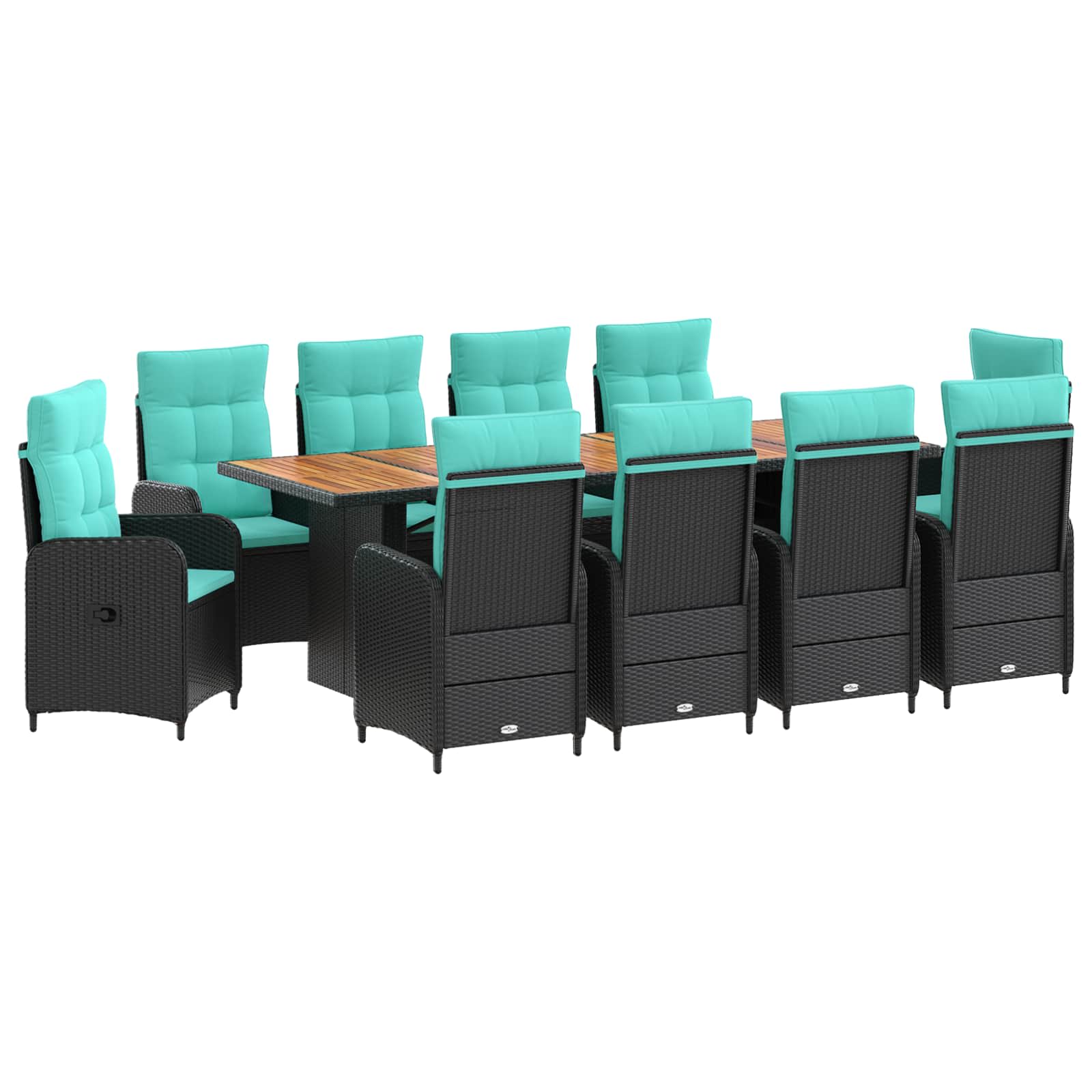 Outdoortisch-set 11 Stk. Schwarz Und Türkis 240 X 90 X 75 Cm Vidaxl