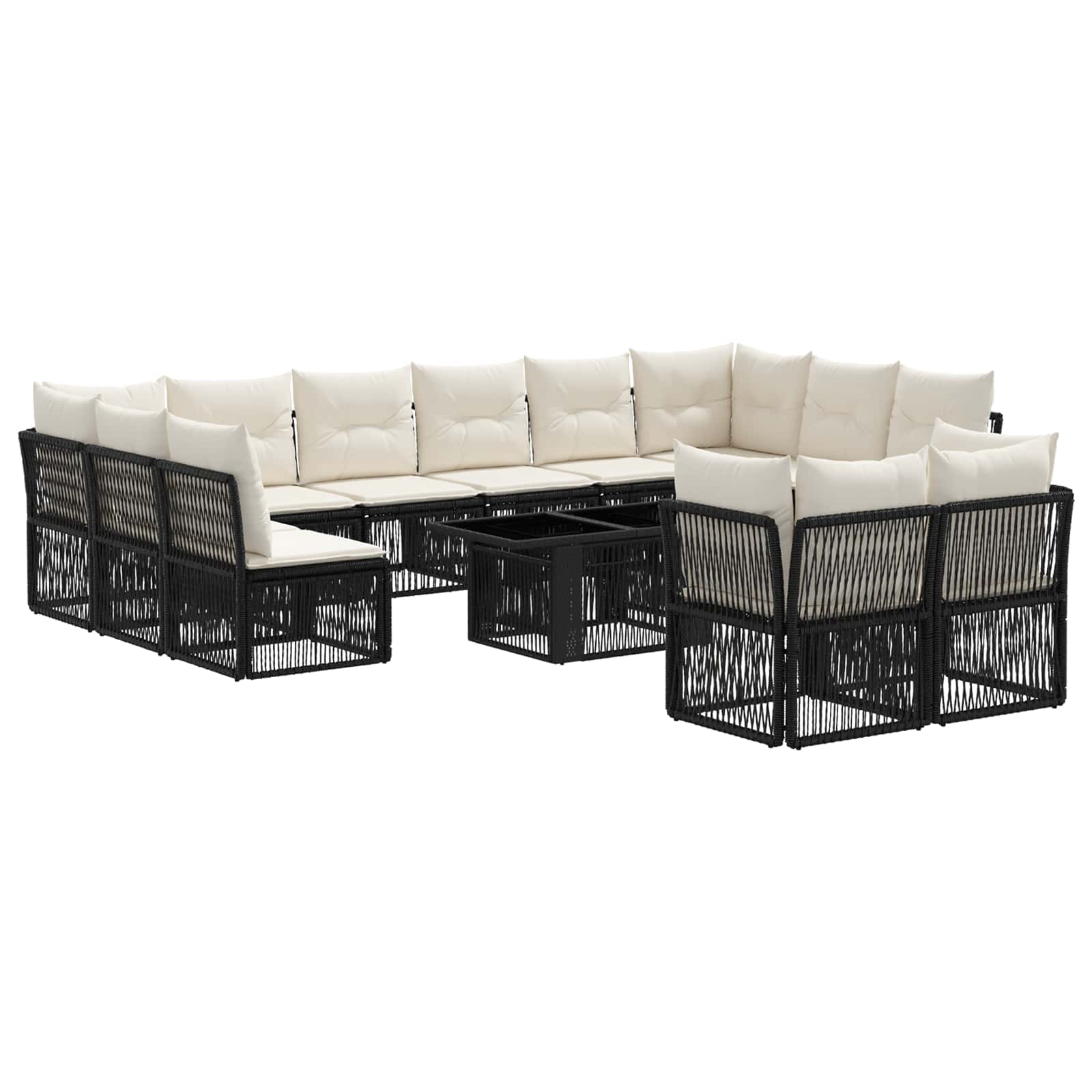 Gartensofa-set 13 Stk. Schwarz 100 X 55 X 73 Cm Poly-rattan Vidaxl