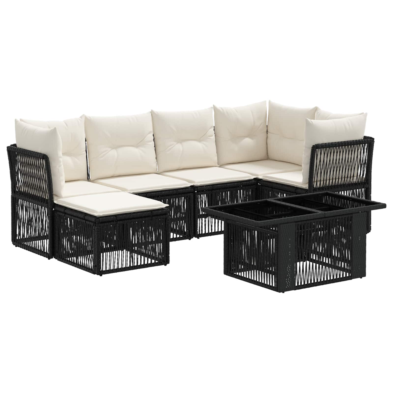 Gartensofa-set 7 Stk. Schwarz 100 X 55 X 73 Cm Poly-rattan Vidaxl