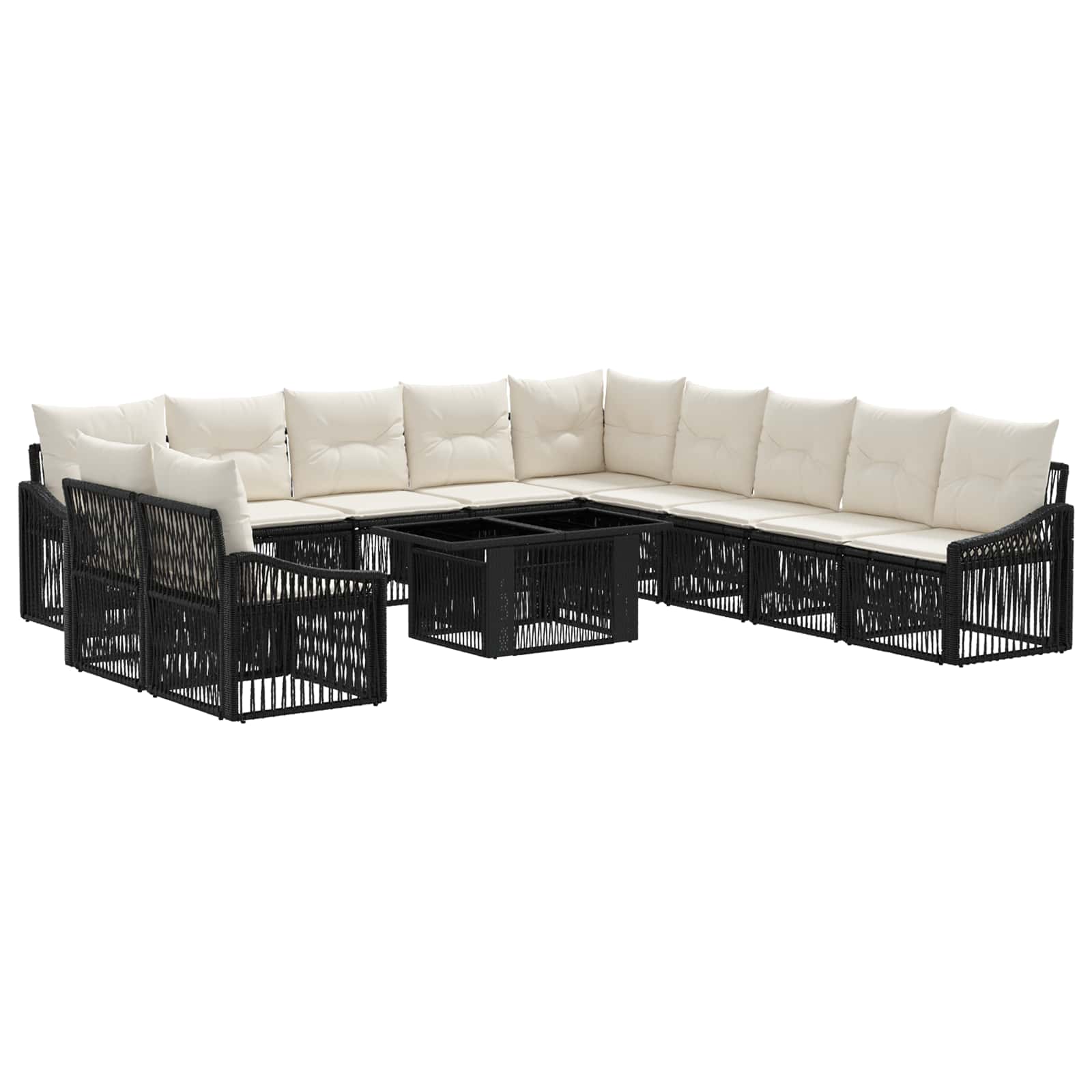 Gartensofa-set 12 Stk. Schwarz Und Cremeweiß 100 X 55 X 73 Cm Vidaxl