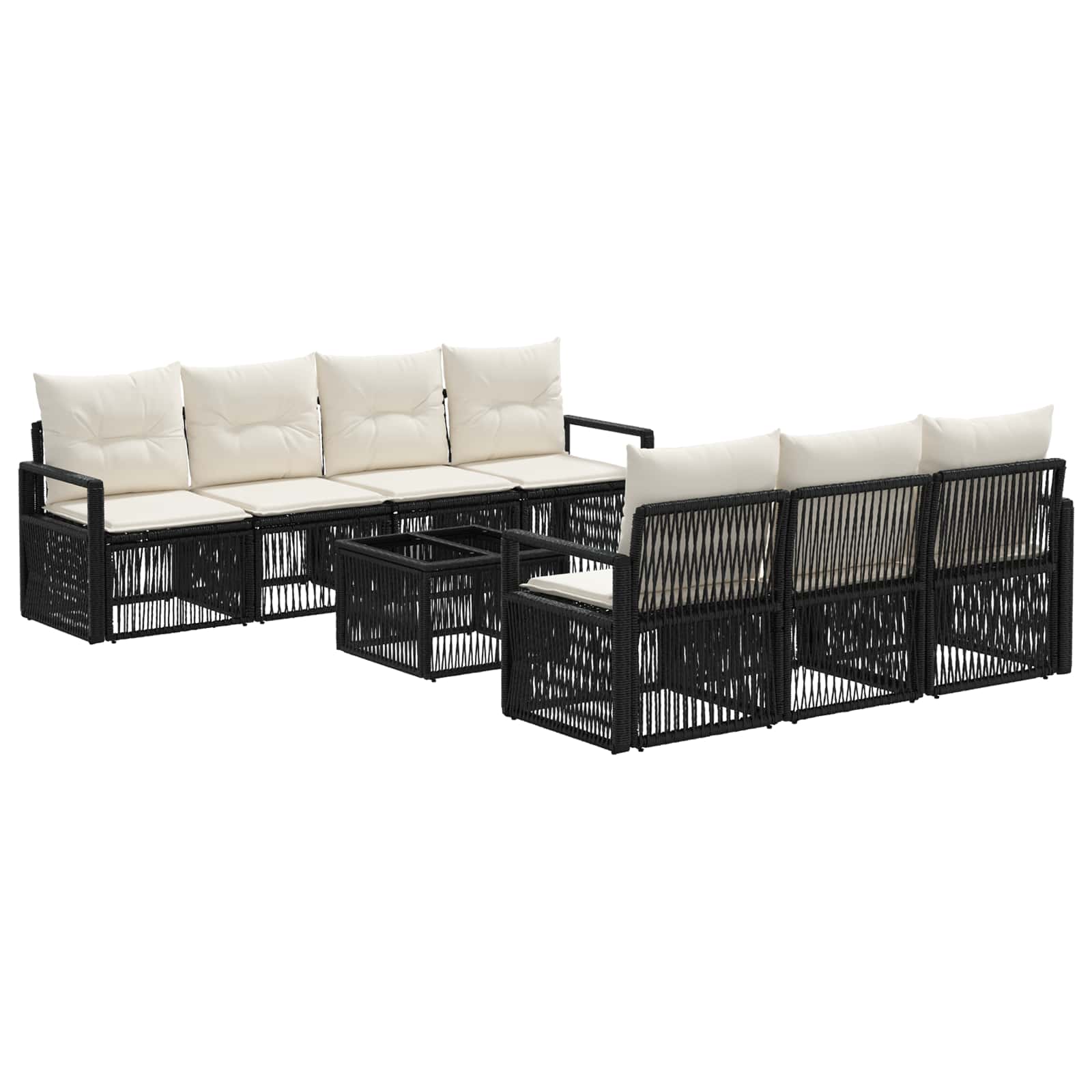 Gartensofa-set 8 Stk. Schwarz 55 X 55 X 37 Cm Poly-rattan Vidaxl