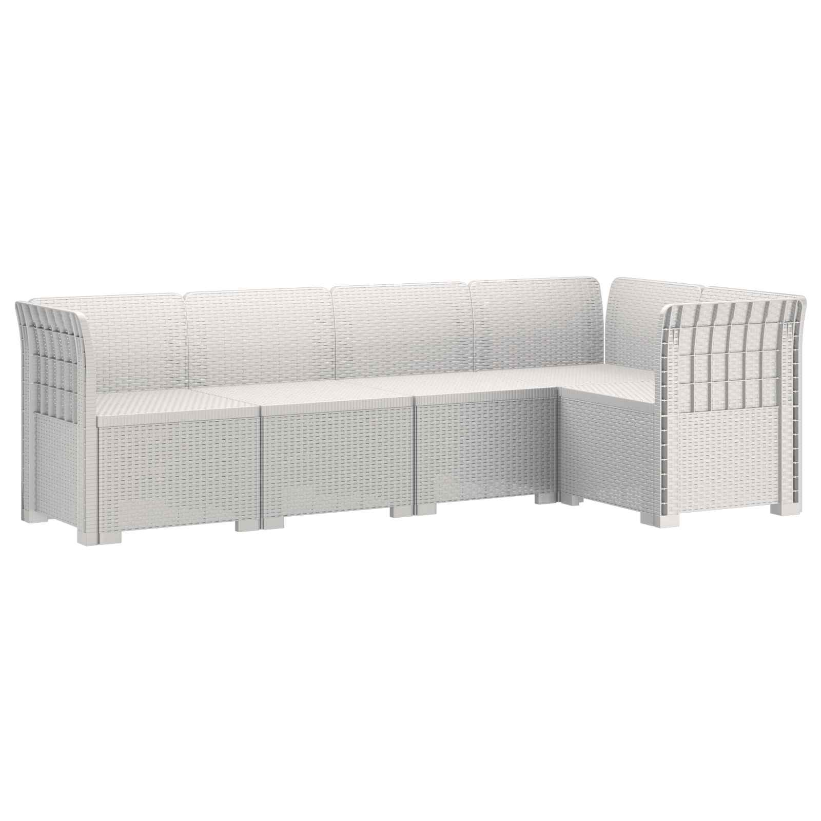 5-sitzer Gartensofa Rattan-look 5-sitzer Pp Weiß Vidaxl