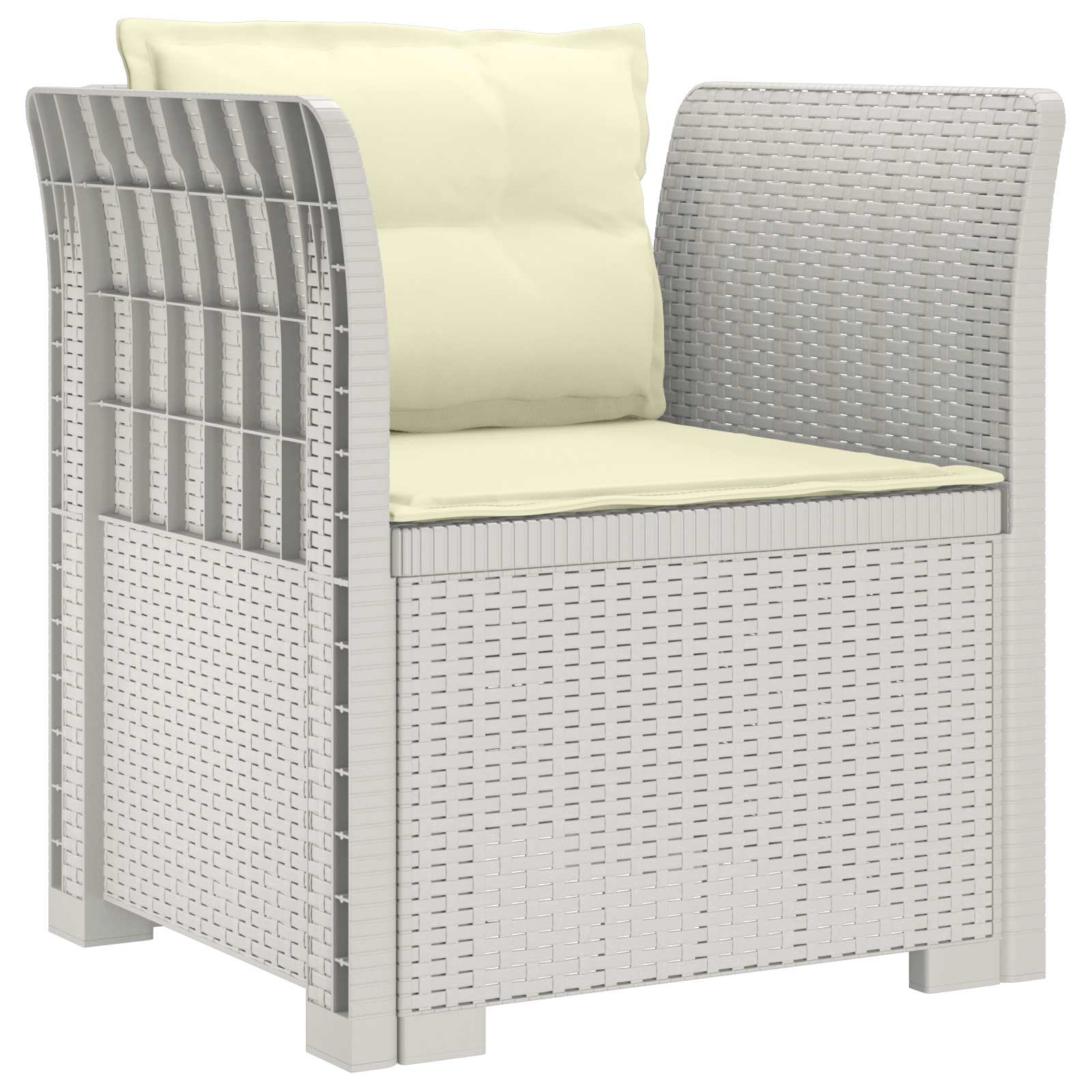 1-sitzer Sessel Mit Kissen Rattan-look Pp Weiß 68 X 62 X 70 Cm Vidaxl