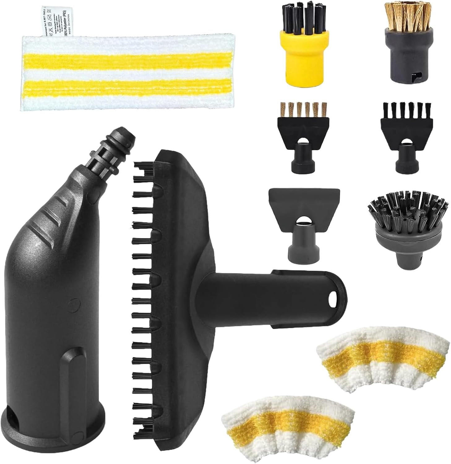 12-teiliges Universelles Easyfix-dampfreinigungszubehörset: Nylon- Und Messingbürsten Und -abzieher Für Böden, Fugen, Küchen Und Badezimmer