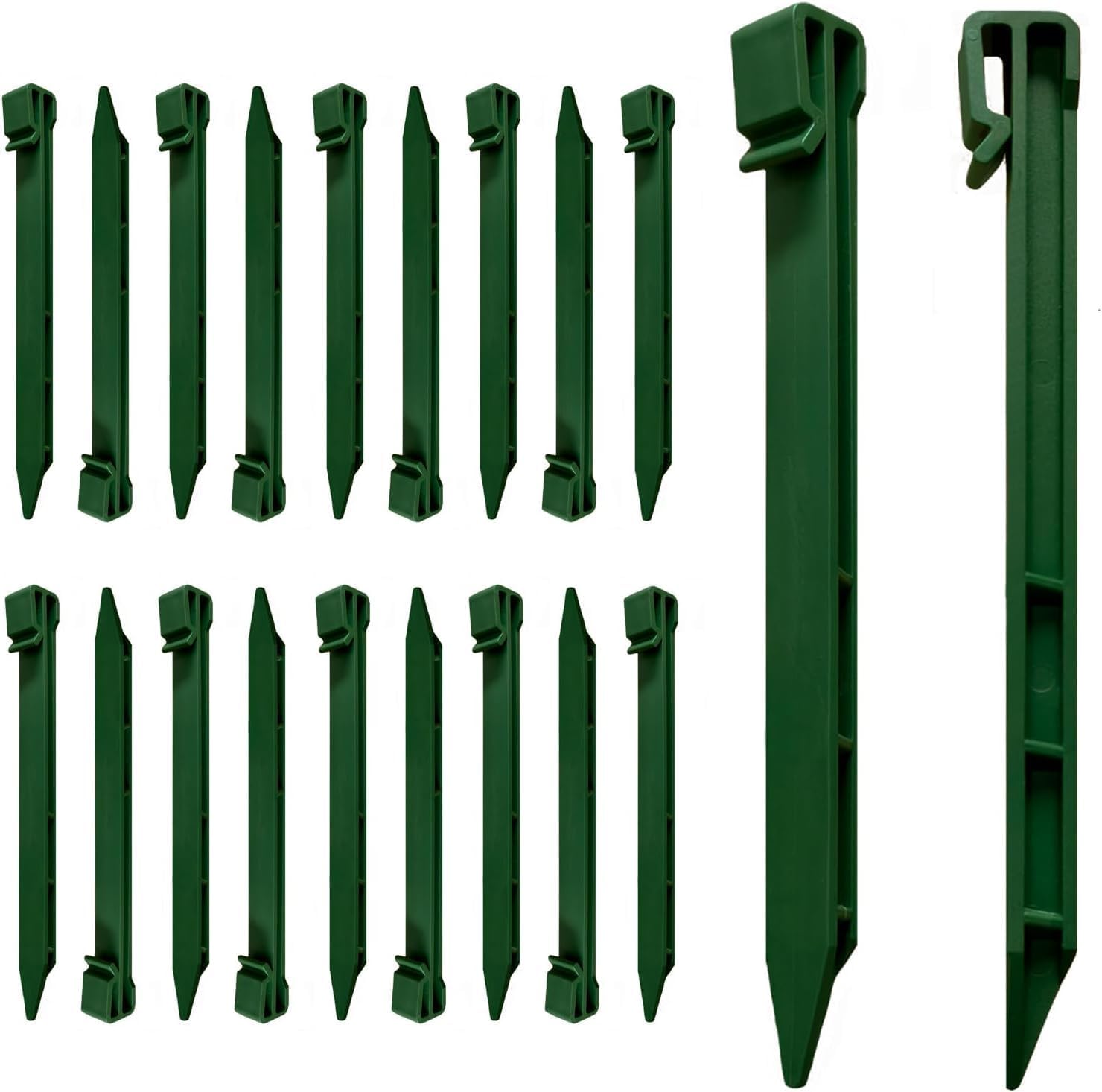 Set Mit 20 Grünen 25 Cm Langen Pe-kunststoff-ankerpfählen Zur Befestigung Von Rasenkanten Und Bewässerungsrohren In Gärten Und Lockerem Boden