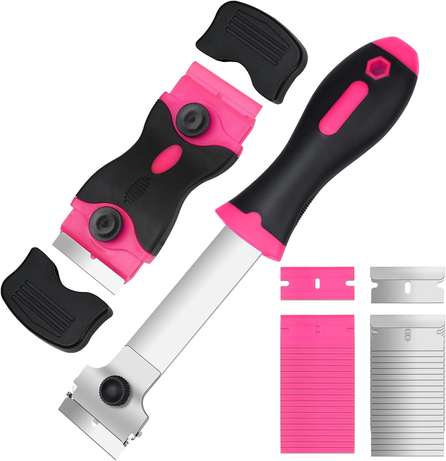 2-teiliges Rosa Keramikschaber-set Mit 40 Klingen, Mehrzweck-reinigungswerkzeug Für Klebstoffe Und Farbe, Küche Und Haushalt