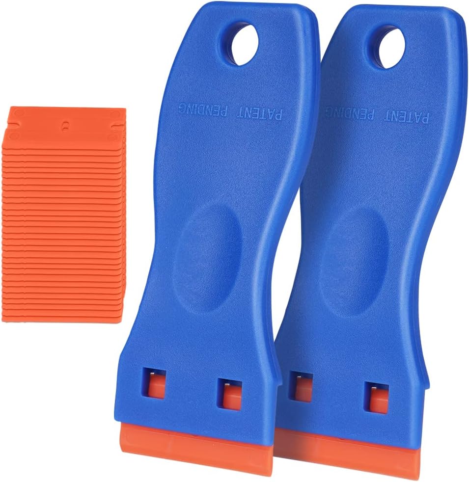 Set Mit 2 Kunststoffschabern Mit 30 Klingen, Farb- Und Klebstoffentferner, Ergonomischer Griff Für Fenster Und Küche