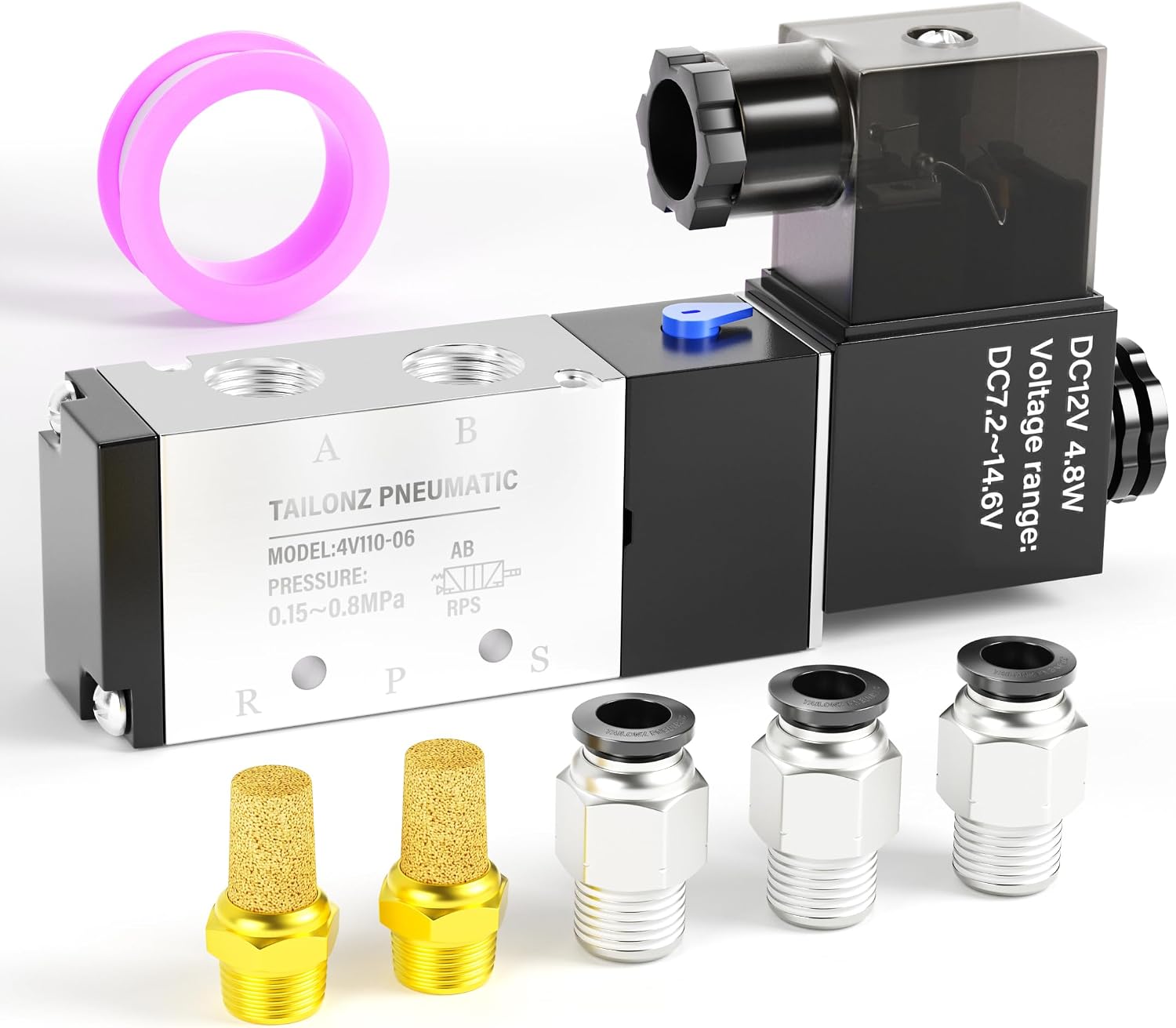 5-wege-magnetventil 1/8" Bsp 12v Dc Pneumatische Steuerung 2 Positionen Für Industrielle Automatisierung