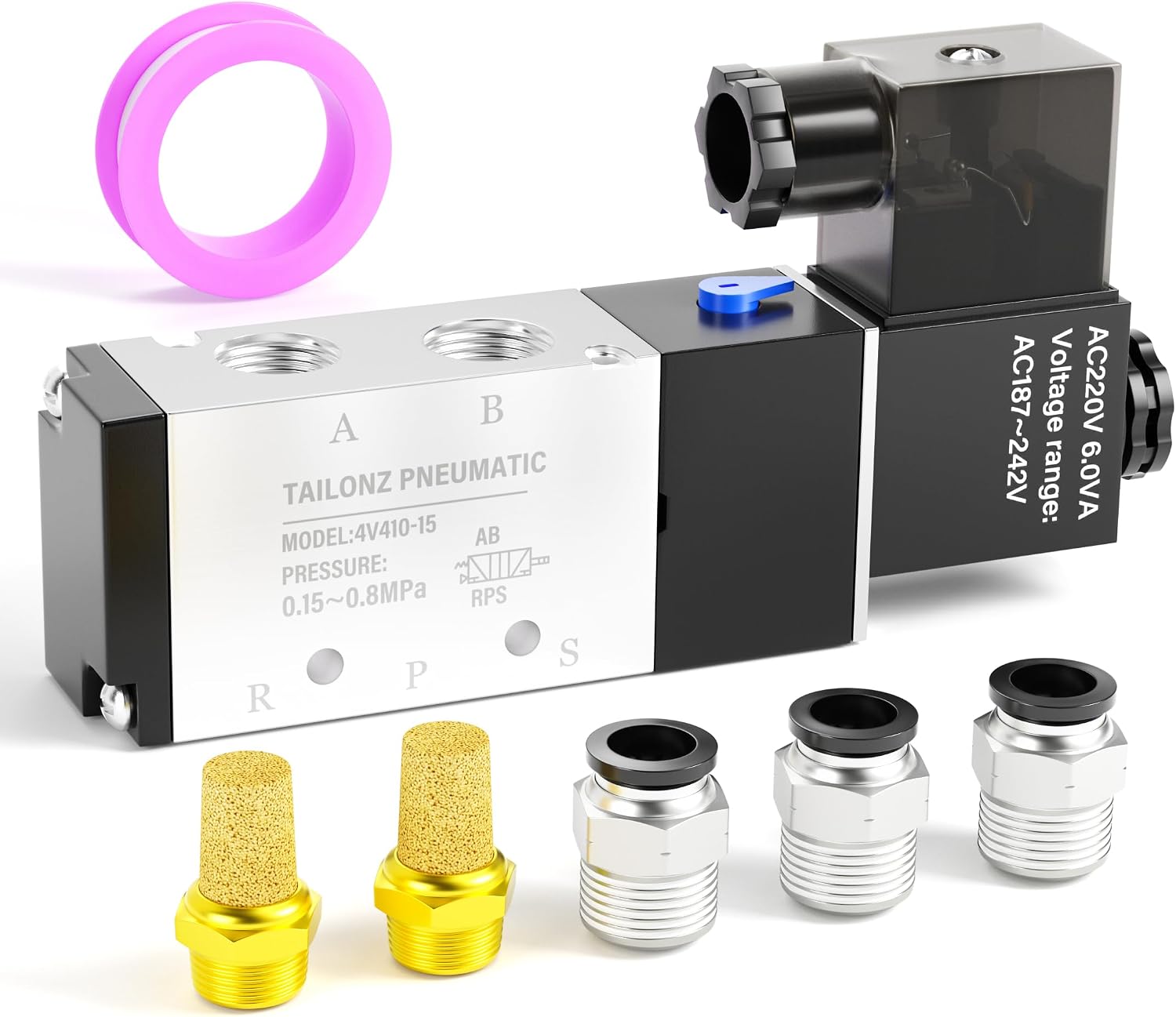 1/2" Bsp 220v 5-wege-2-positionen-magnetventil Mit Elektrischer Steuerung Für Die Industrielle Automatisierung