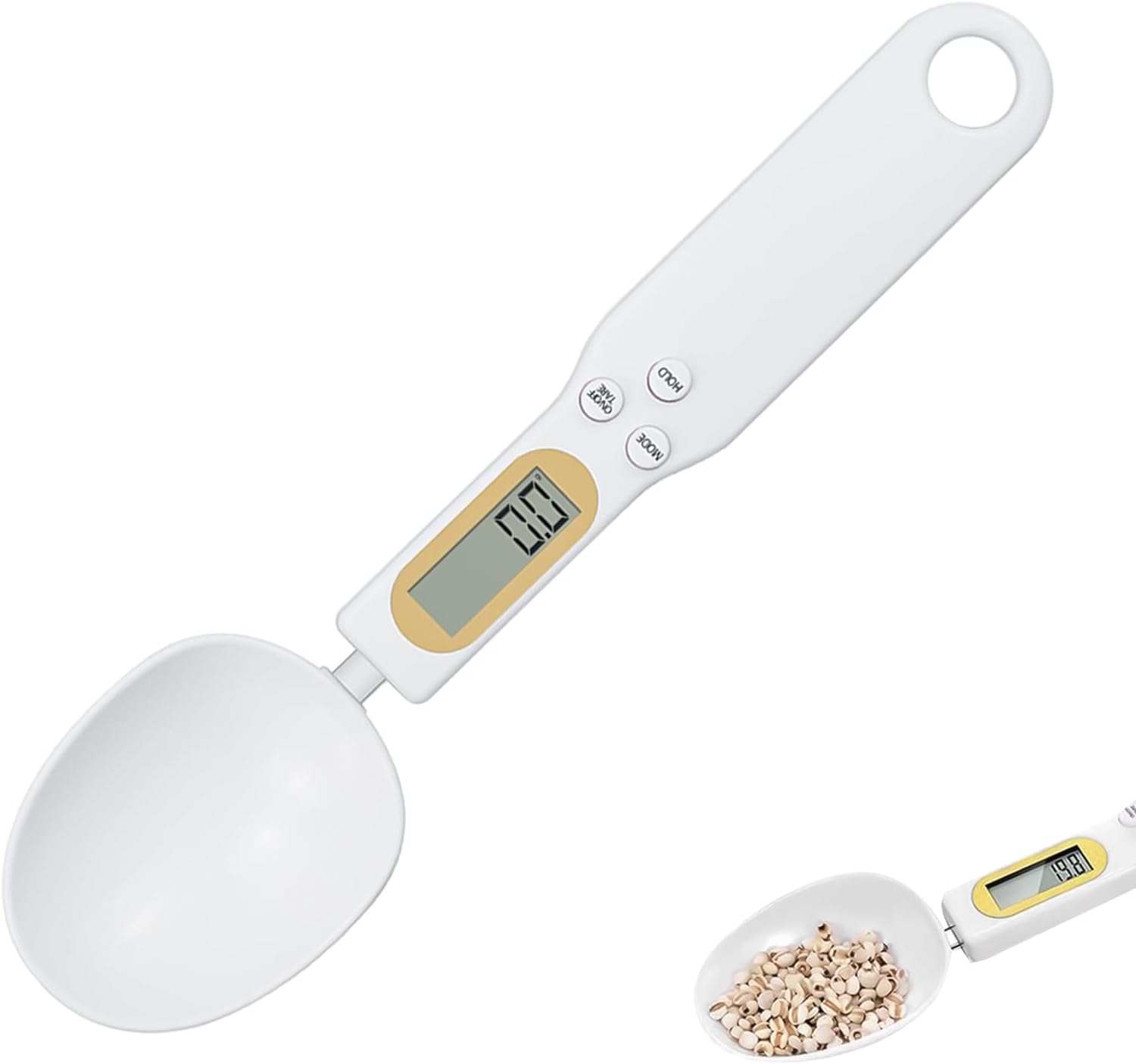 Digitale Löffelwaage 500 G, Weiß, Hohe Präzision (0,1 G Tara-funktion), Lcd-display, Für Küche, Backen Und Gewürze
