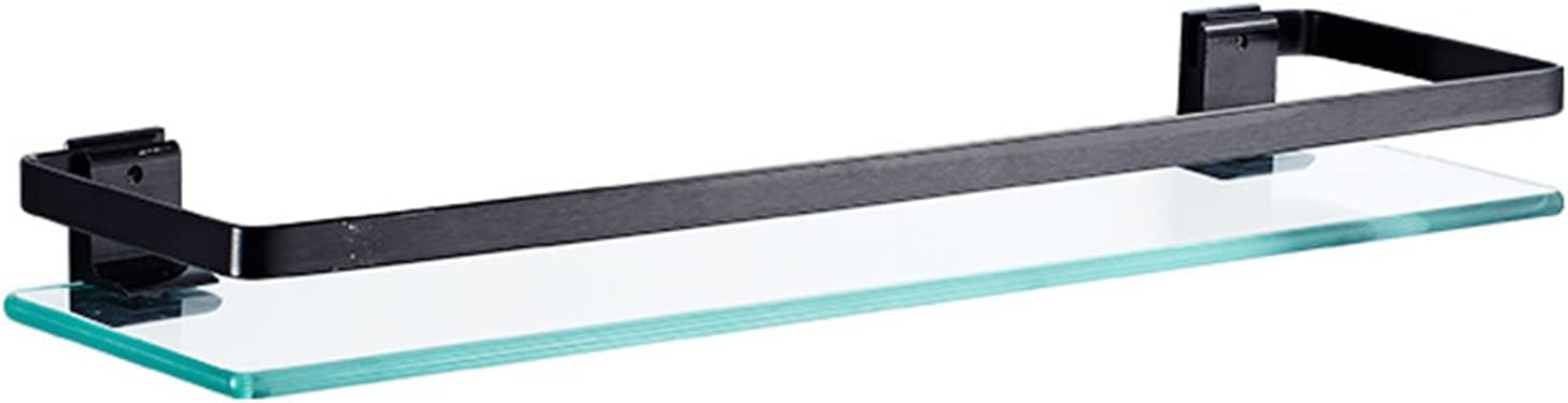 Wandhalterung – 1 Stück – Aluminium Und Gehärtetes Glas – Stabile Wandmontage – Bad/küche – 50 X 12 X 5,5 Cm, Schwarz