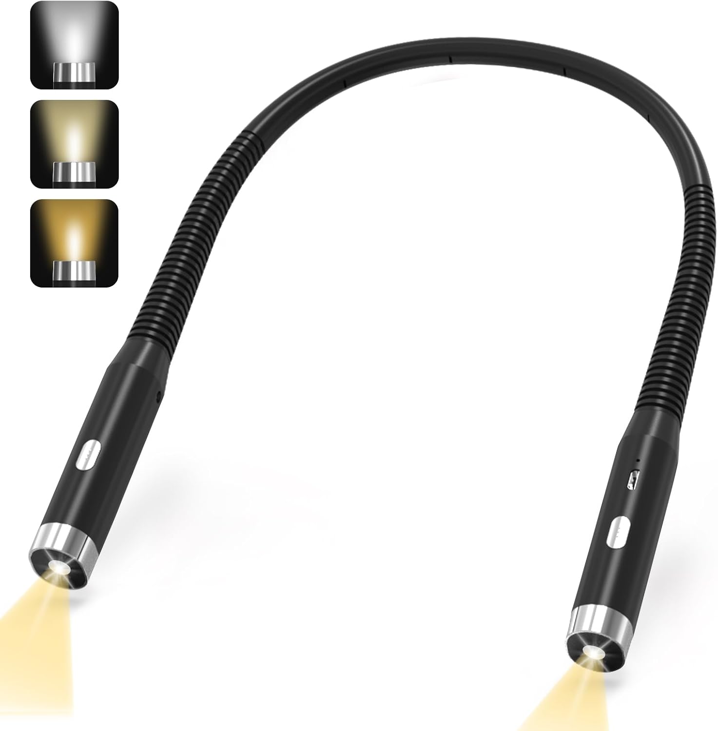 Wiederaufladbare Led-nackenleuchte – 1 Stück – Abs Und Silikon – 3 Farbtemperaturen – Zum Lesen Und Basteln – Schwarz