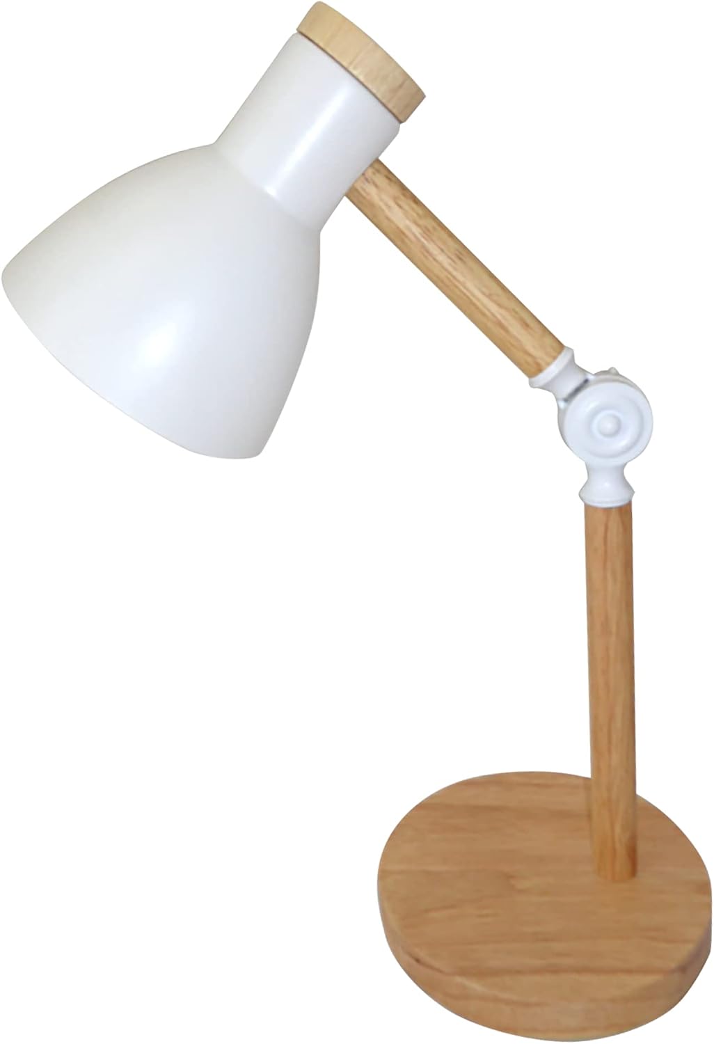 Schreibtischlampe – 1 Stück – Metall Und Holz – Flexibler Arm – Für Büro Und Schlafzimmer – Weiß