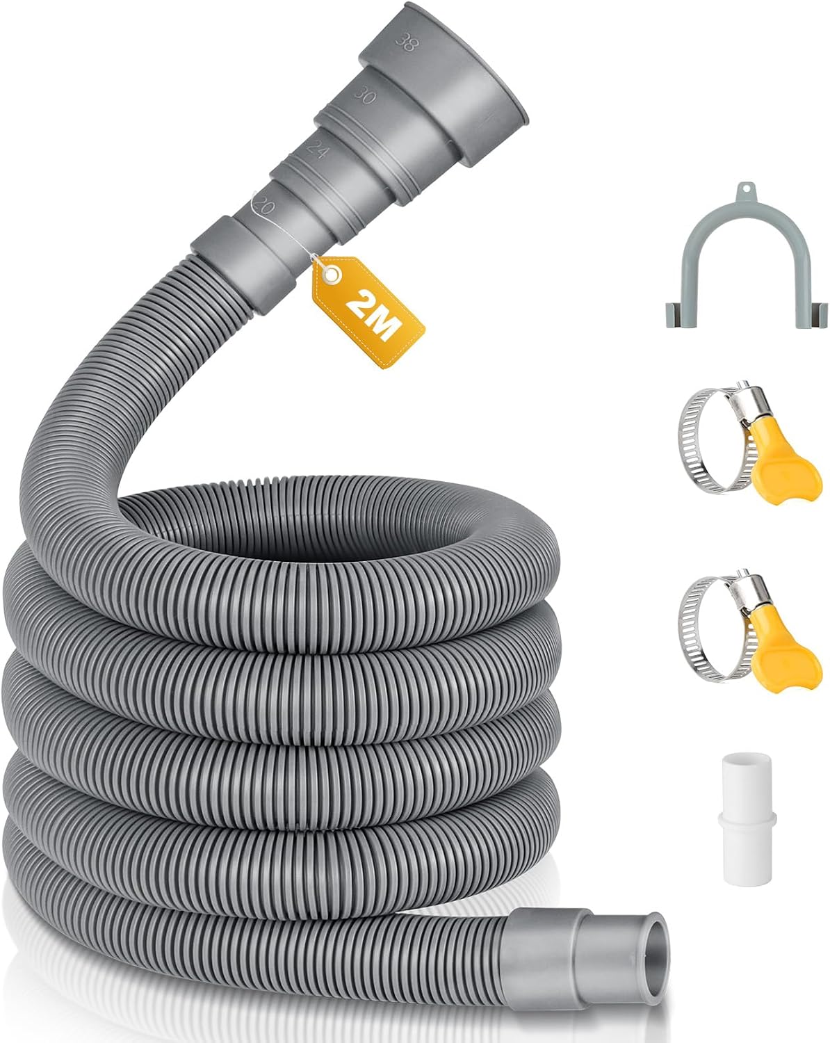 Ablaufschlauch – 2 M – Polypropylen – Universalverlängerung – Für Waschmaschine Und Geschirrspüler – 20–38 Mm