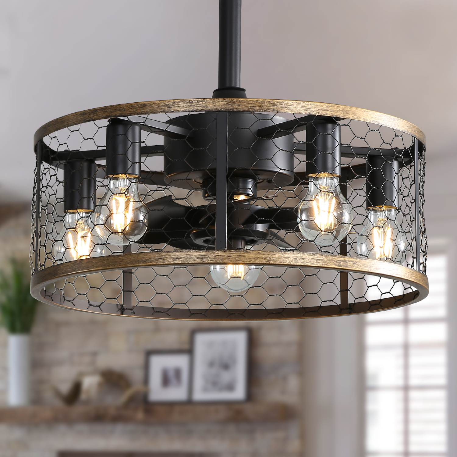 Deckenventilator 50 Cm Mit Fernbedienung Und Leisem Dc-motor, Metall Und Abs, Industrie-stil, Schwarz