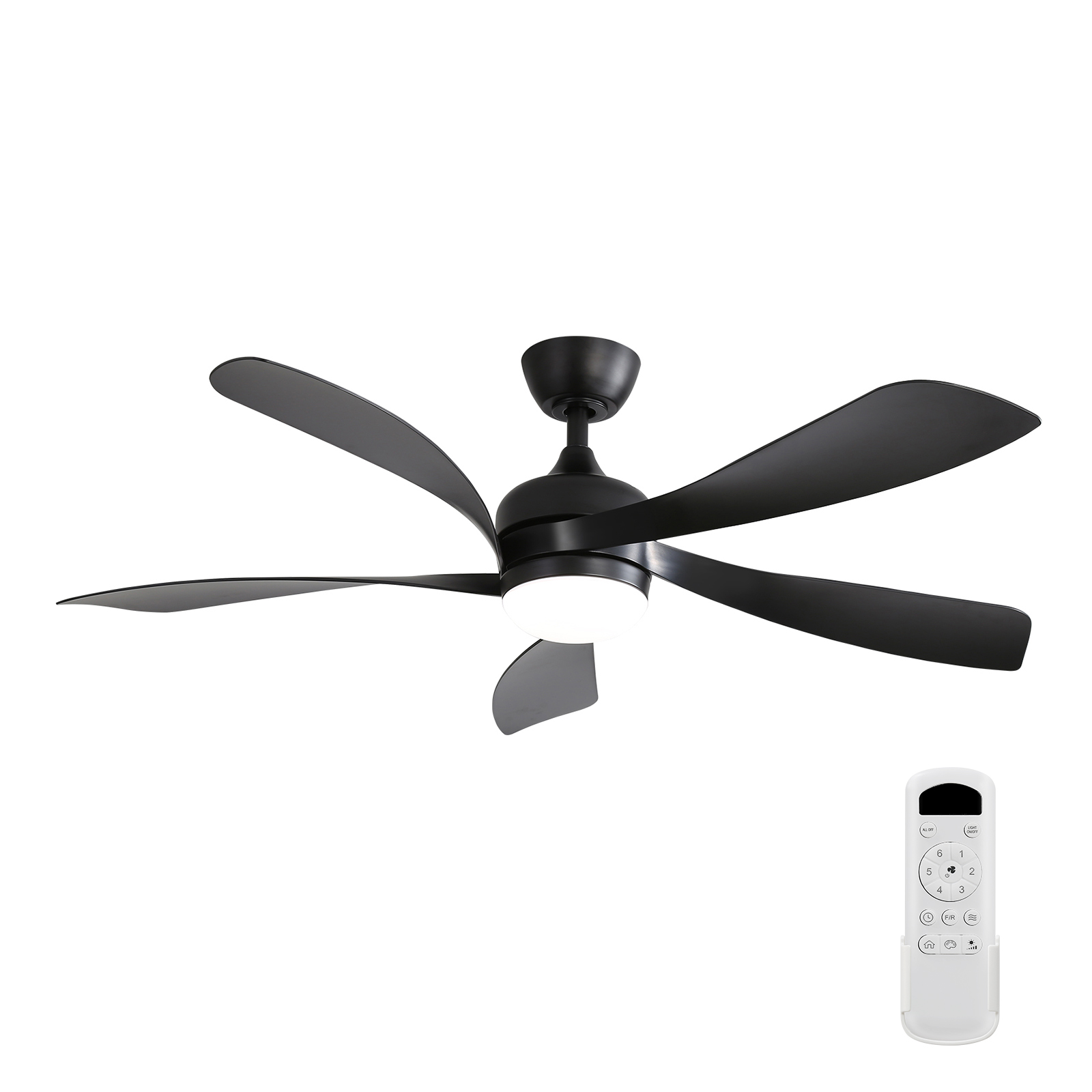 Deckenventilator Mit Beleuchtung 52 Zoll 6 Geschwindigkeiten Fernbedienung Leise Abs Modern Schwarz