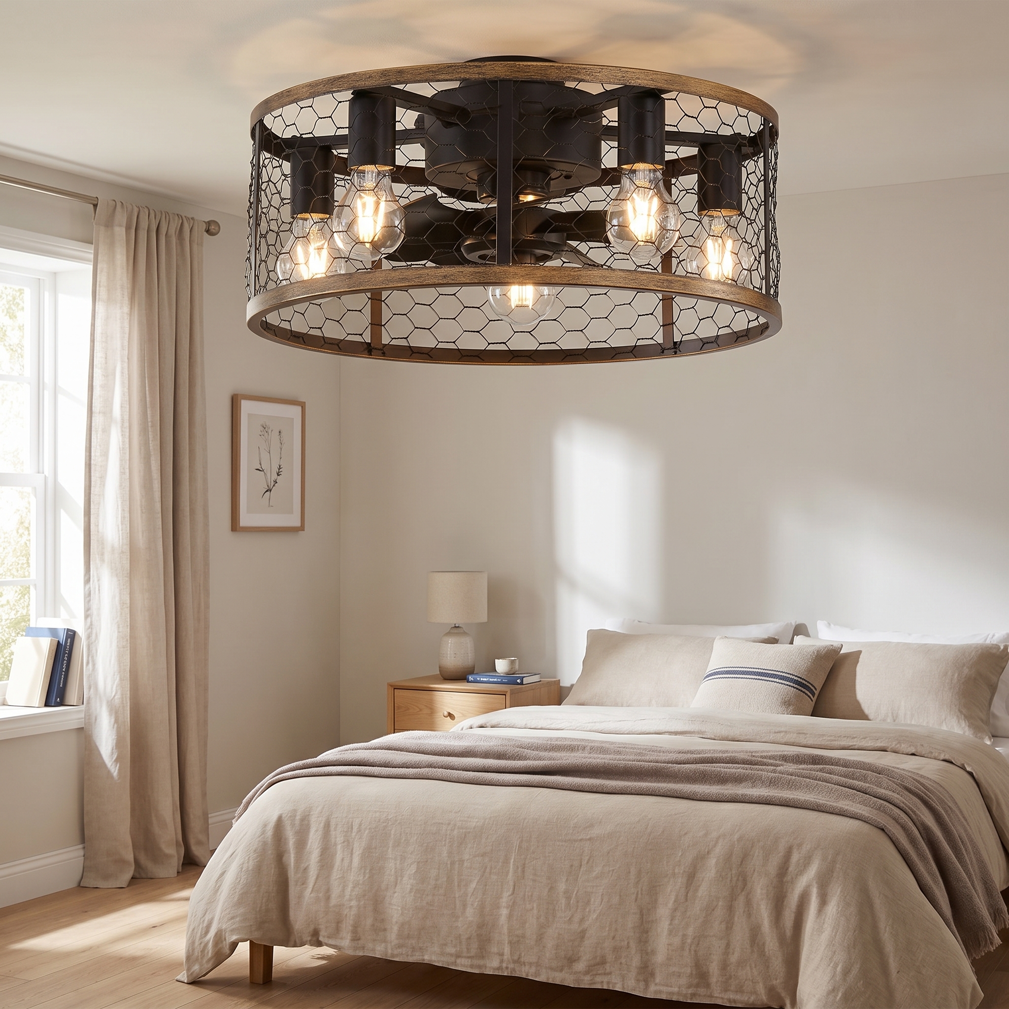 Deckenventilator Mit Licht 50cm, Reversibler Dc-motor Und Fernbedienung, Abs Und Stahl, Industrie-stil, Schwarz