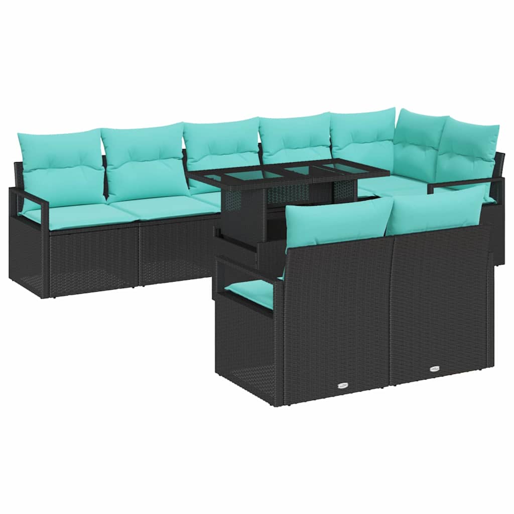 Maison Exclusive - Gartensofa-set 9 Stk. 8-sitzer Schwarz Und Bla
