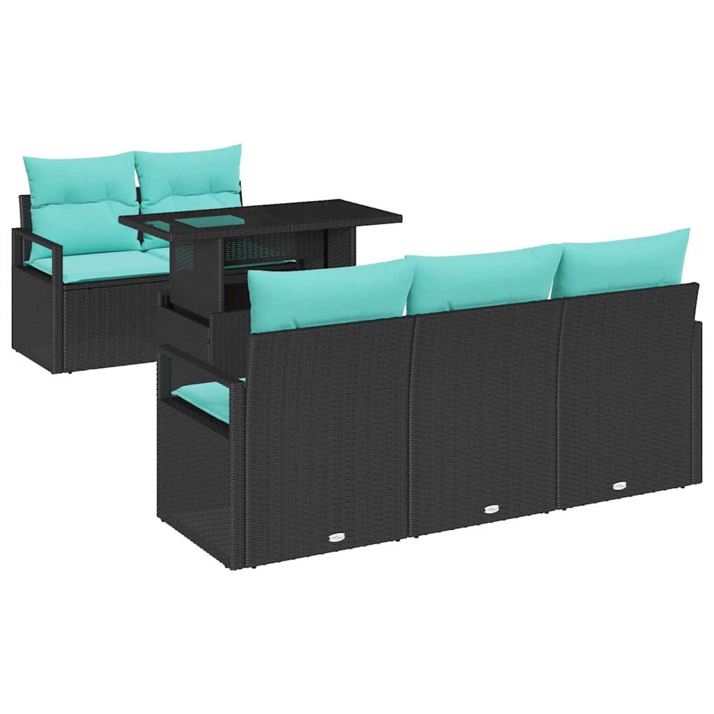Maison Exclusive - Gartensofa-set 6 Stk. 5-sitzer Schwarz Und Bla