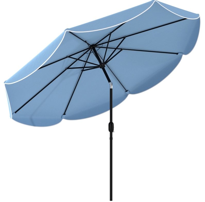 Runder Balkonschirm Mit 3-fach-neigung Und Kurbel Ø265 X 235 Cm Himmelblau