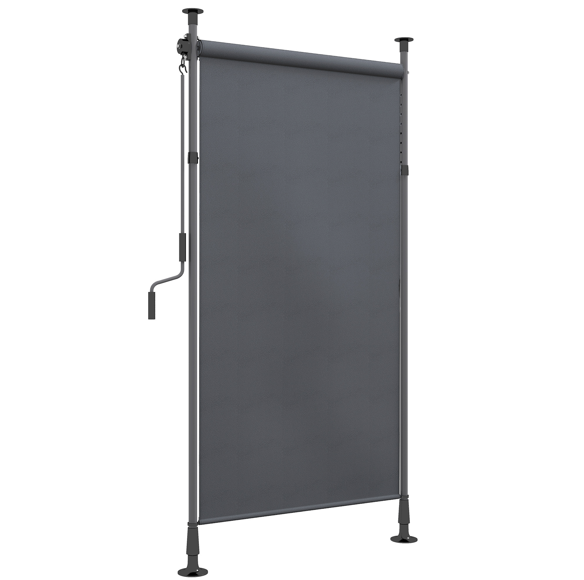 Vertikalmarkise Für Balkon 150 X 220–310 Cm Mit Kurbel, Polyester Dunkelgrau