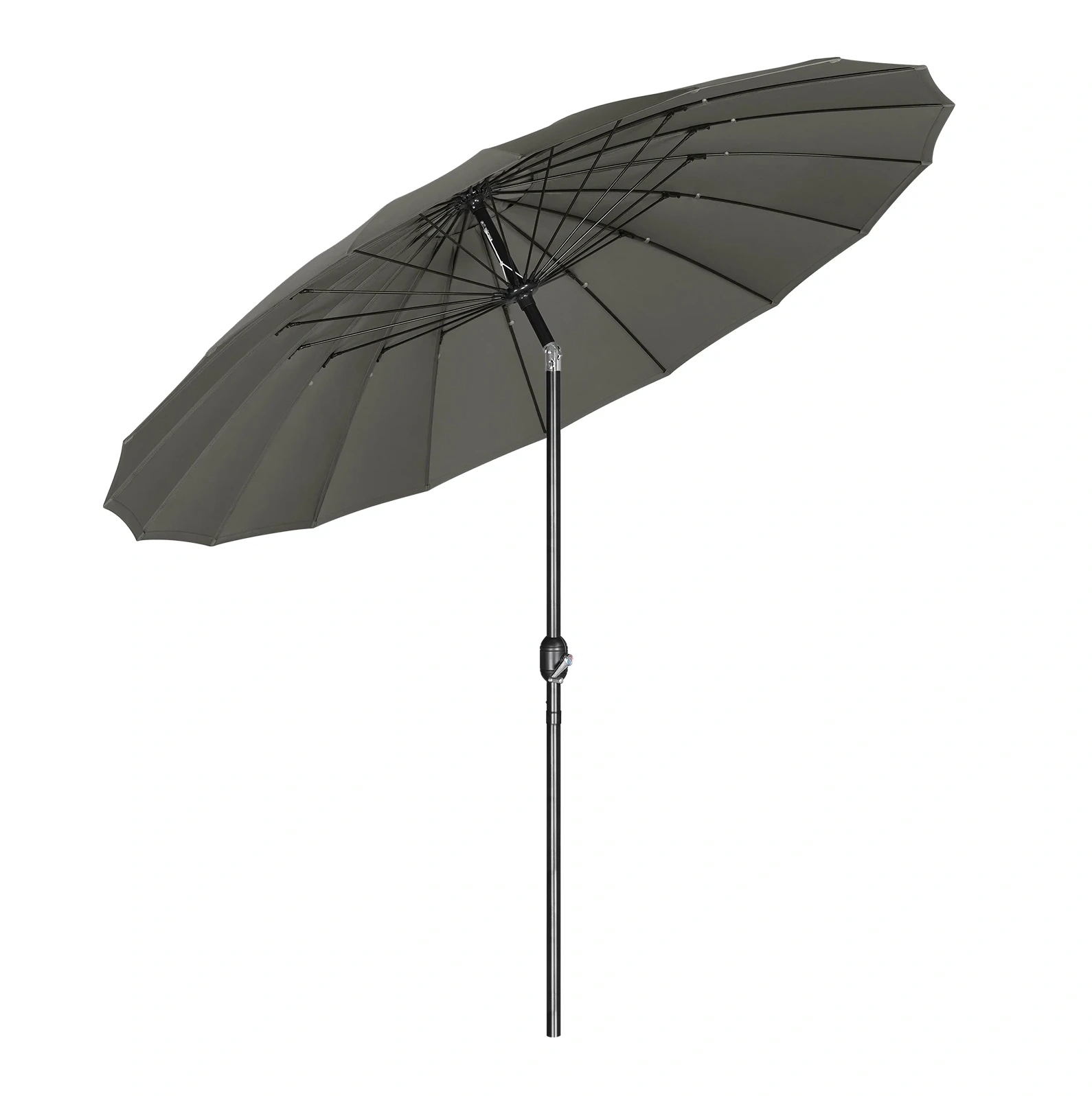 Neigbarer Garten- Und Terrassenschirm Ø257 X 242 Cm Polyester Dunkelgrau Mit Kurbel, Homvra