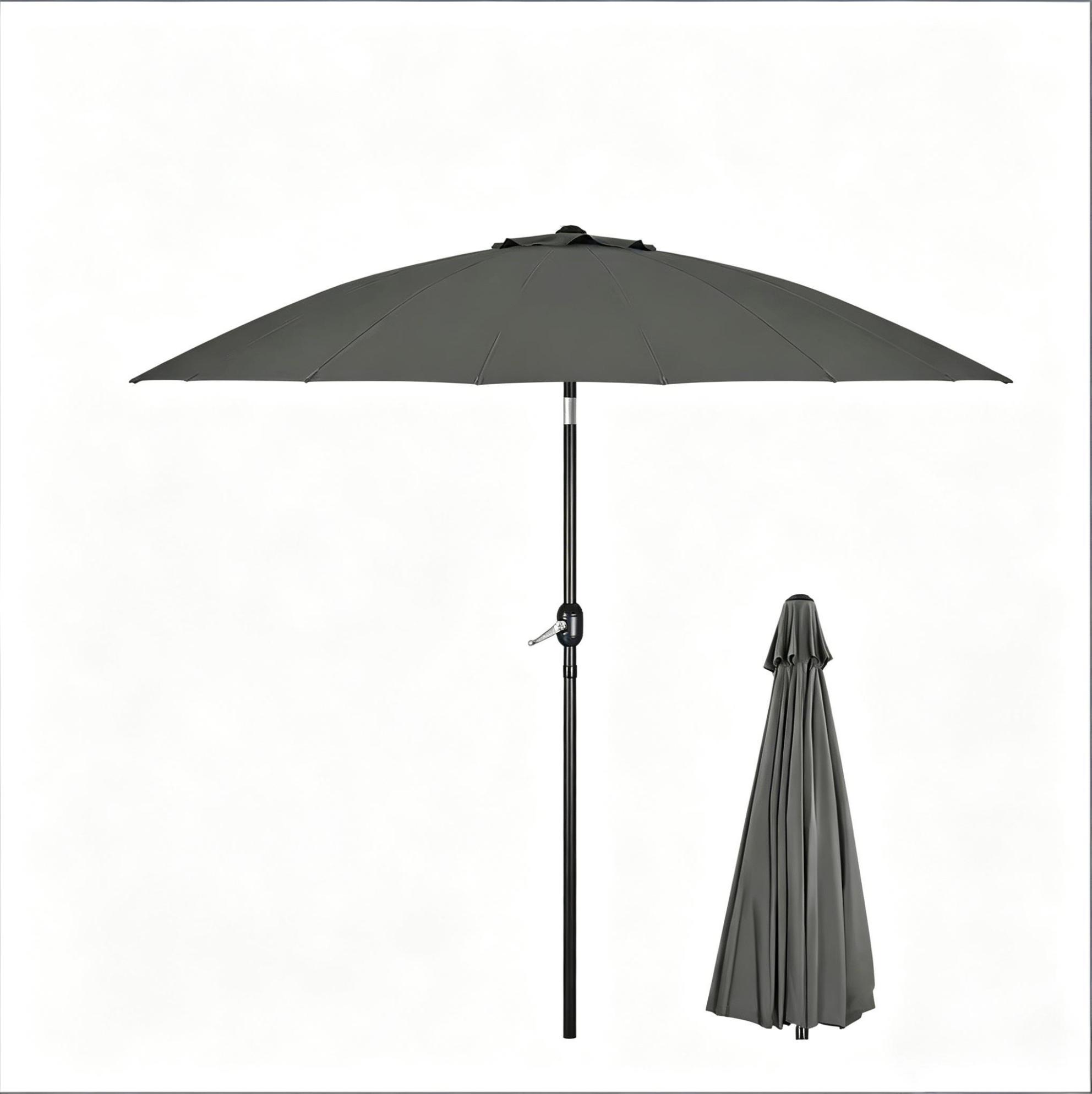 Neigbarer Garten-sonnenschirm Ø273 X 261 Cm Aus Polyester, Dunkelgrau, Mit Kurbel Homvra