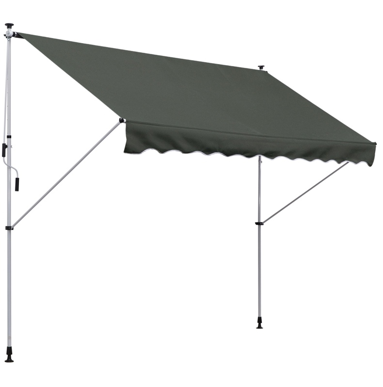 Freistehende Markise Mit Kurbel 300 X 150 Cm Polyester Und Metall Grau Homvra