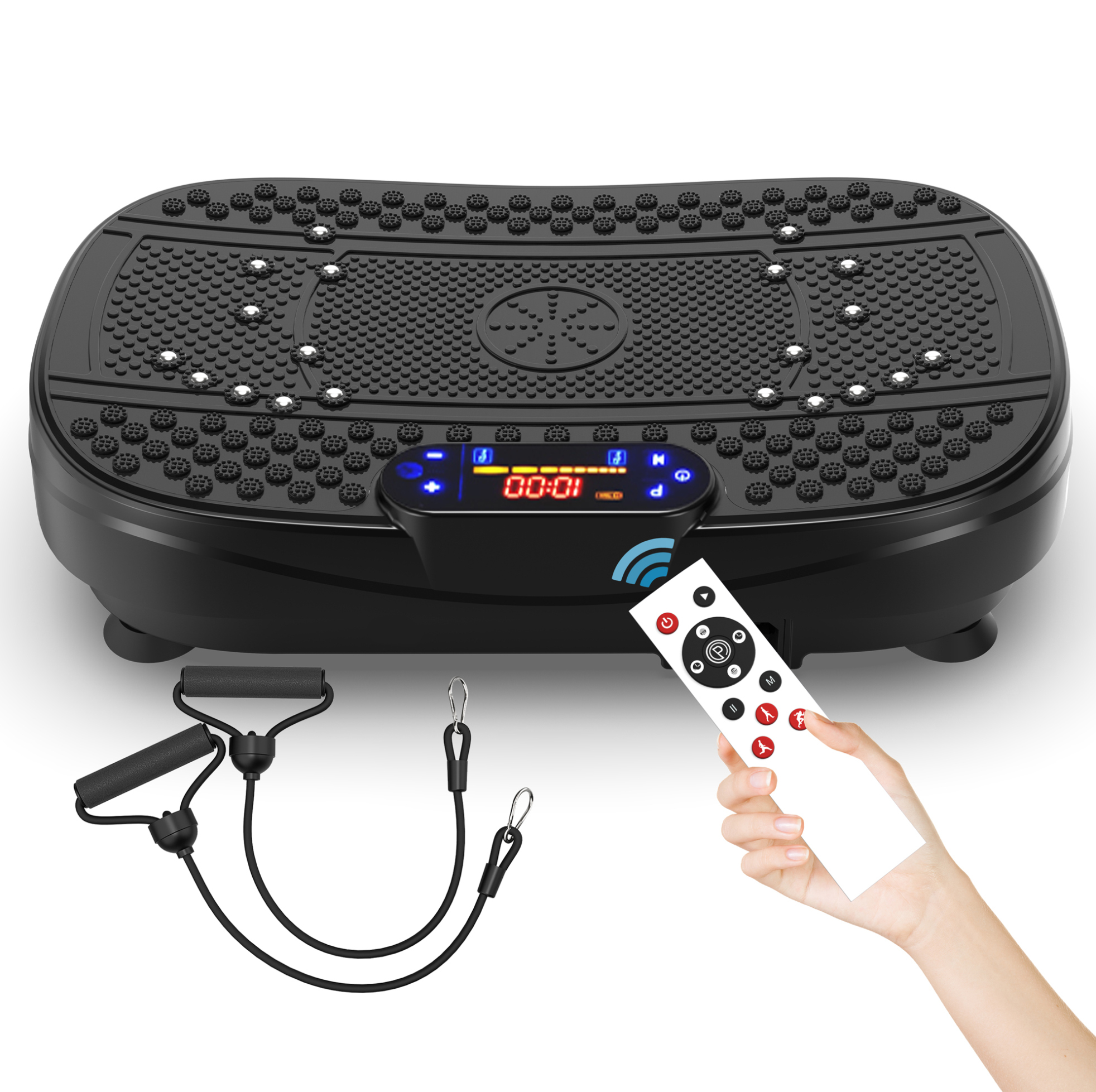 Vibrationsplatte Für Ganzkörpertraining Mit Widerstandsbändern 53 X 32 X 13 Cm
